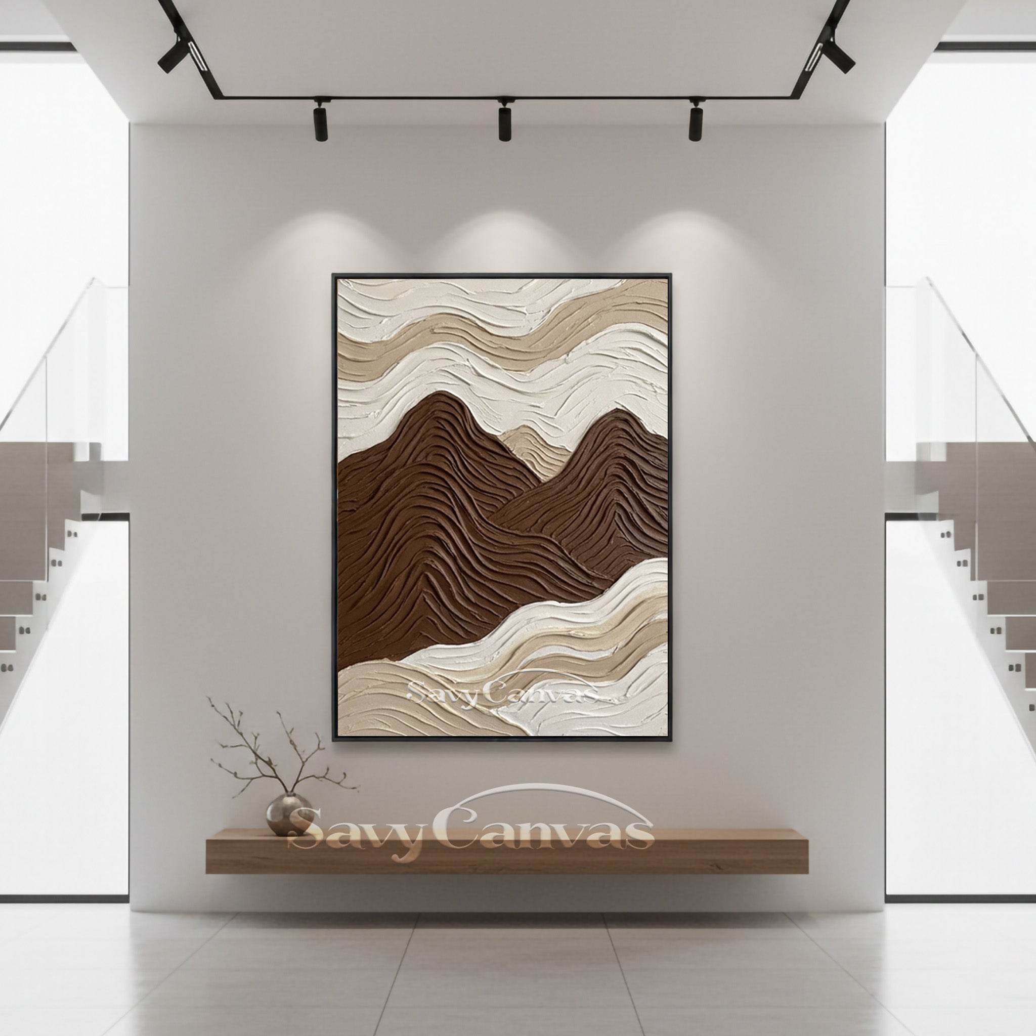 Modern 3D Textured Mountain Wall Art | Minimalist Neutral Oil Painting #SS 201