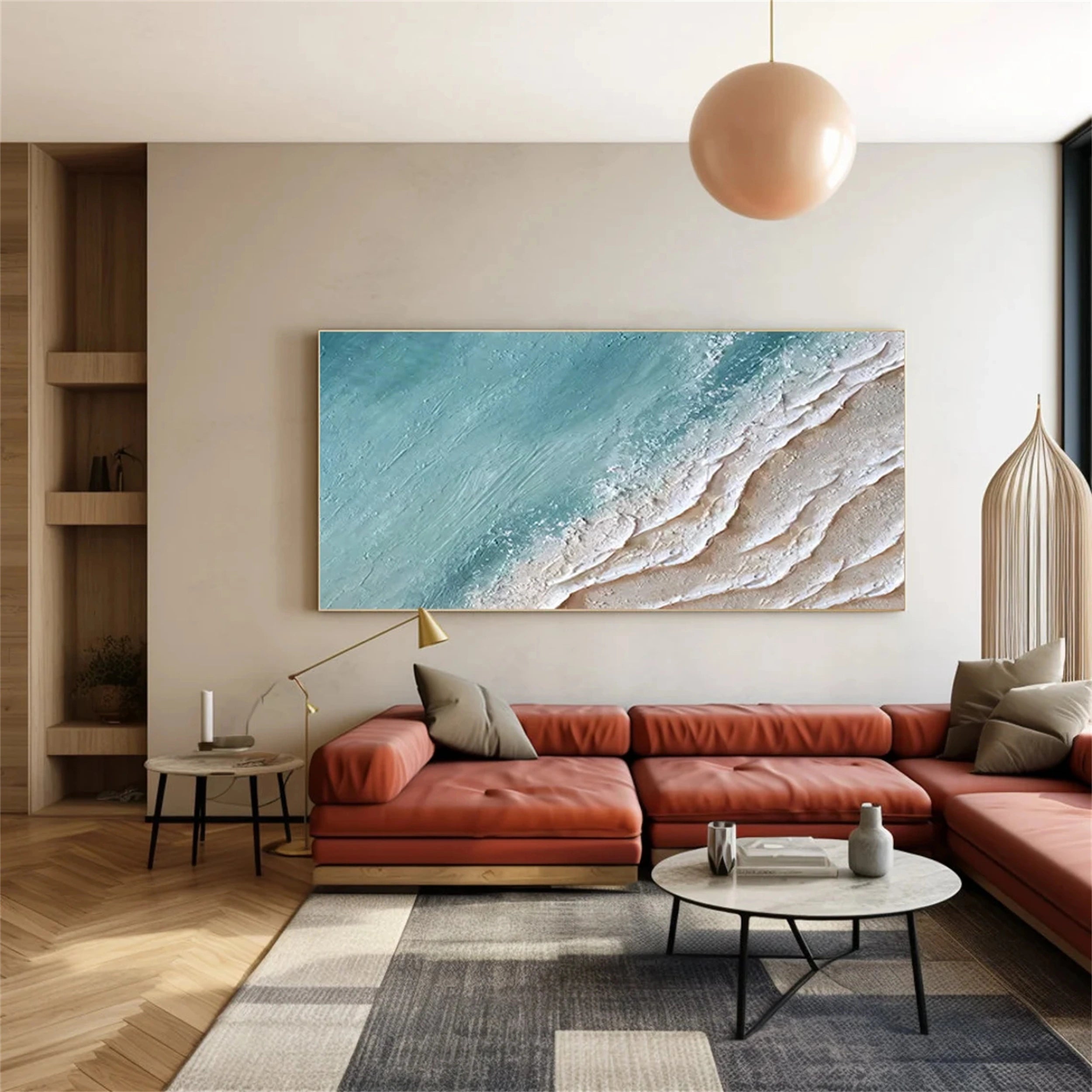 Textured Shoreline Canvas: Abstract Coastal Art