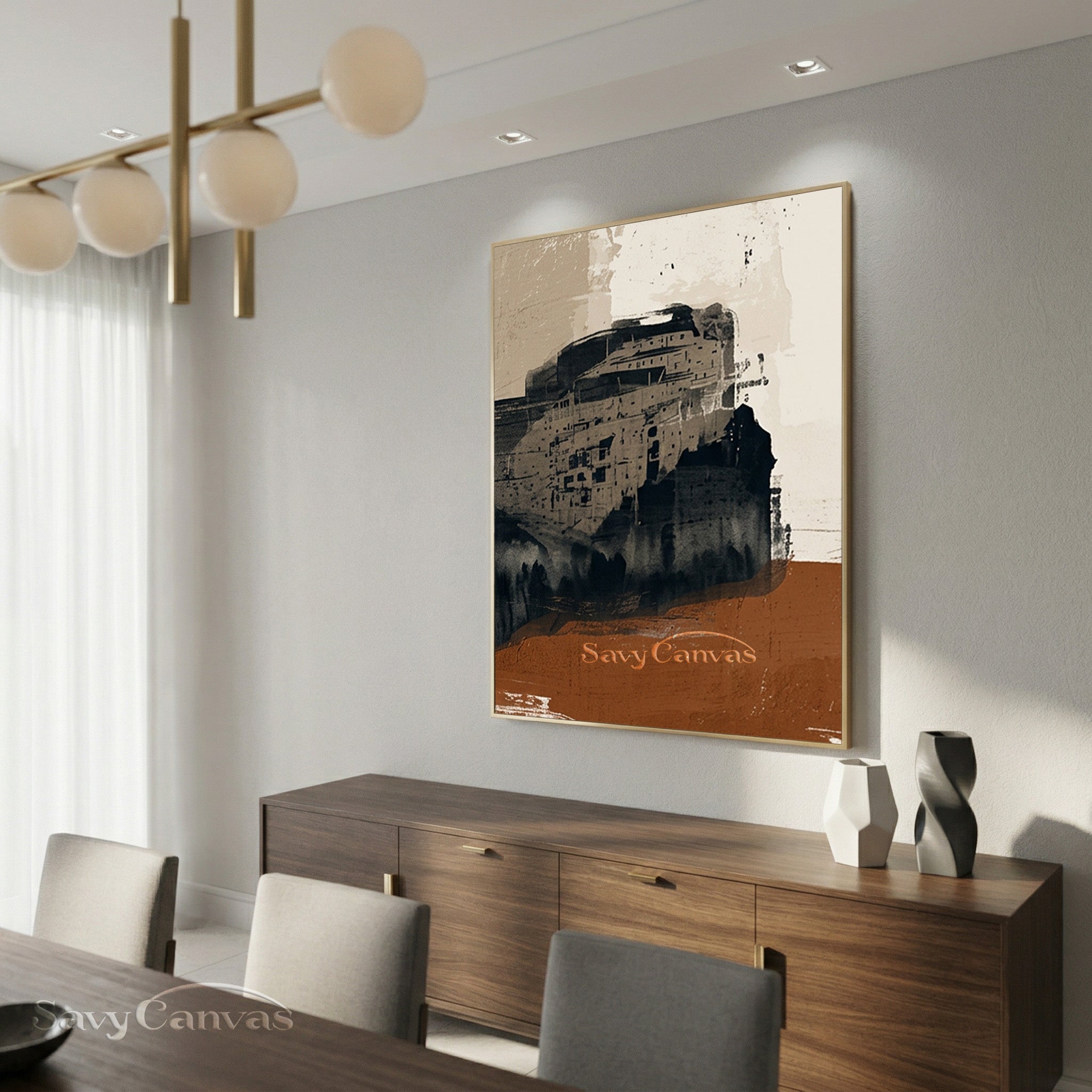 Urban Architecture Abstract Oil Painting | Handmade Wall Decor #SS 202