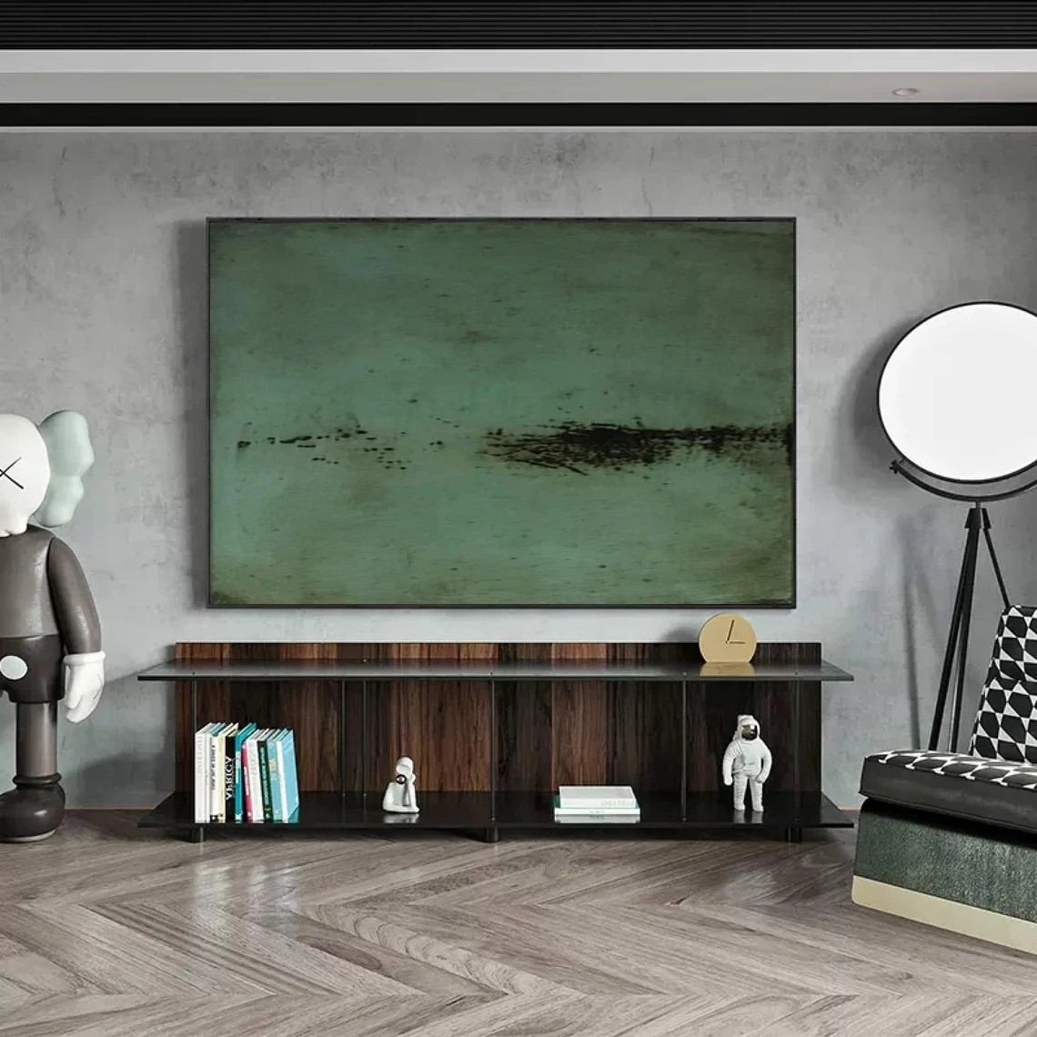 Handmade Green Abstract Oil Painting Modern Wall Decor Art