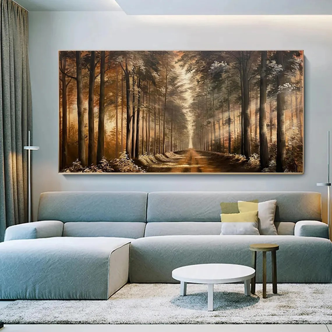 Golden Forest Path Abstract Oil Painting - Tranquil Art #JJ 039