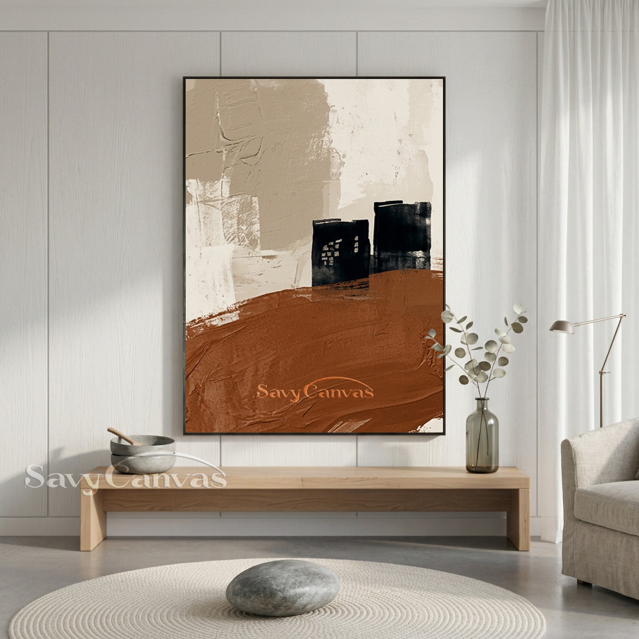 Abstract Minimalist Earth Tone Architecture Oil Painting Wall Art #SS 204