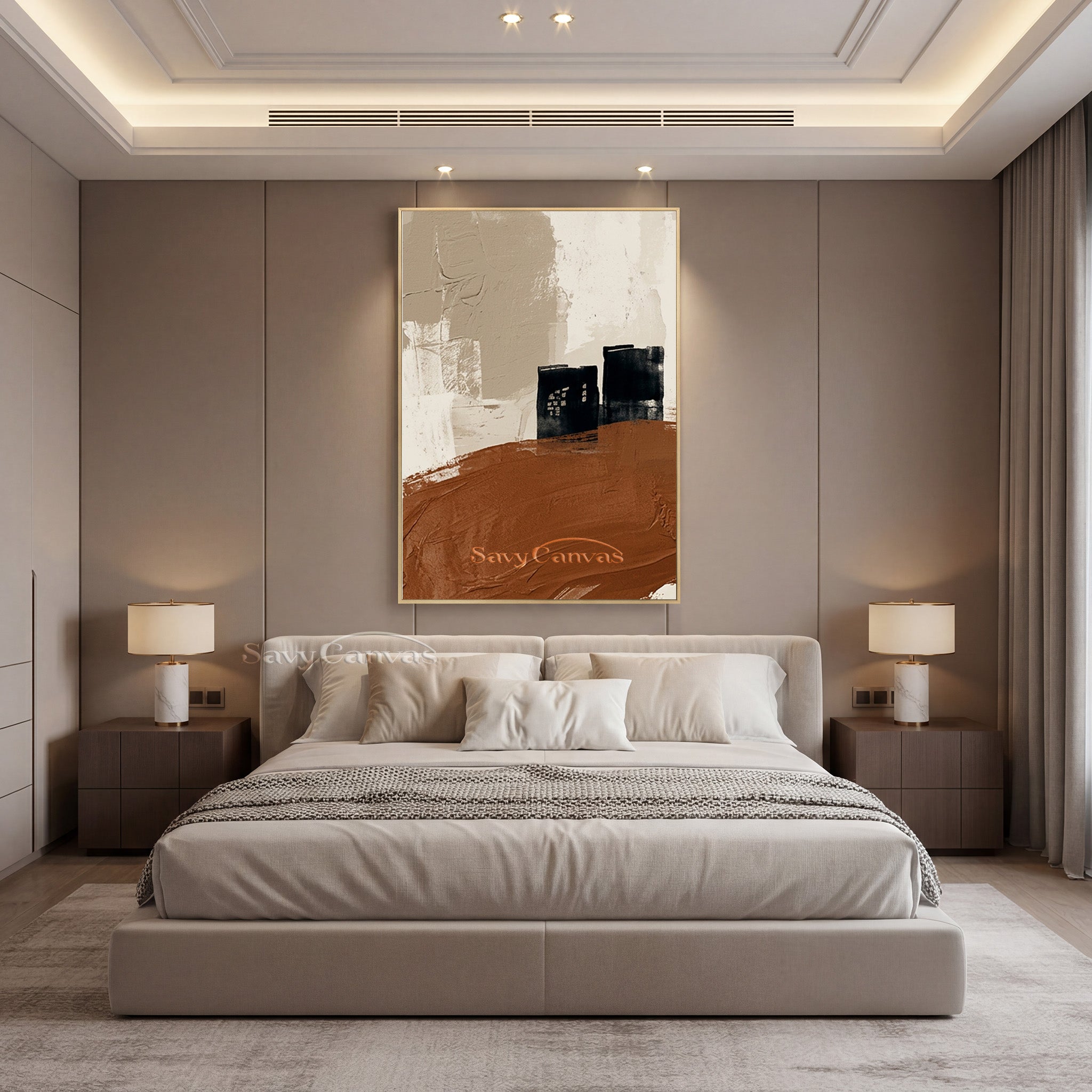 Abstract Minimalist Earth Tone Architecture Oil Painting Wall Art #SS 204