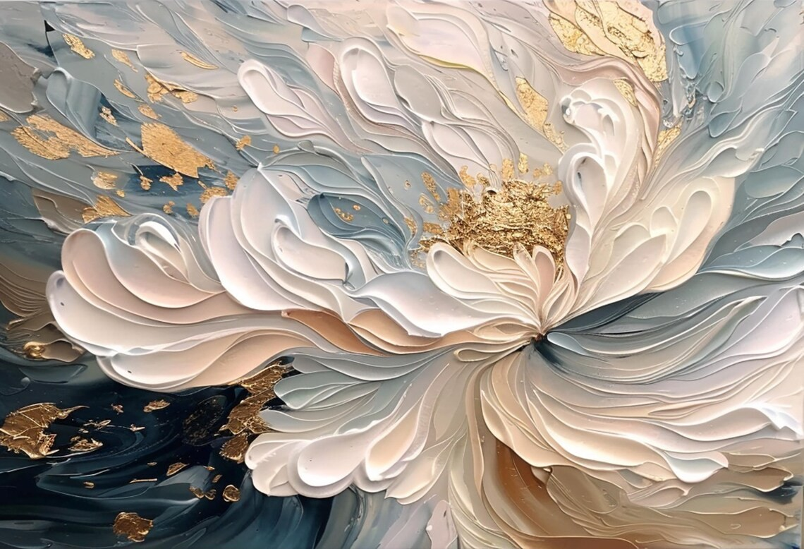 Large Abstract Flower Oil Painting for Living Room Decor #TC 099