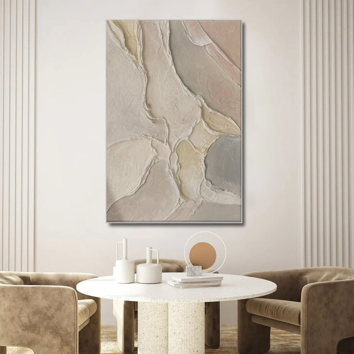 Neutral Abstract Textured Painting - Handmade Wall Art #TC 091