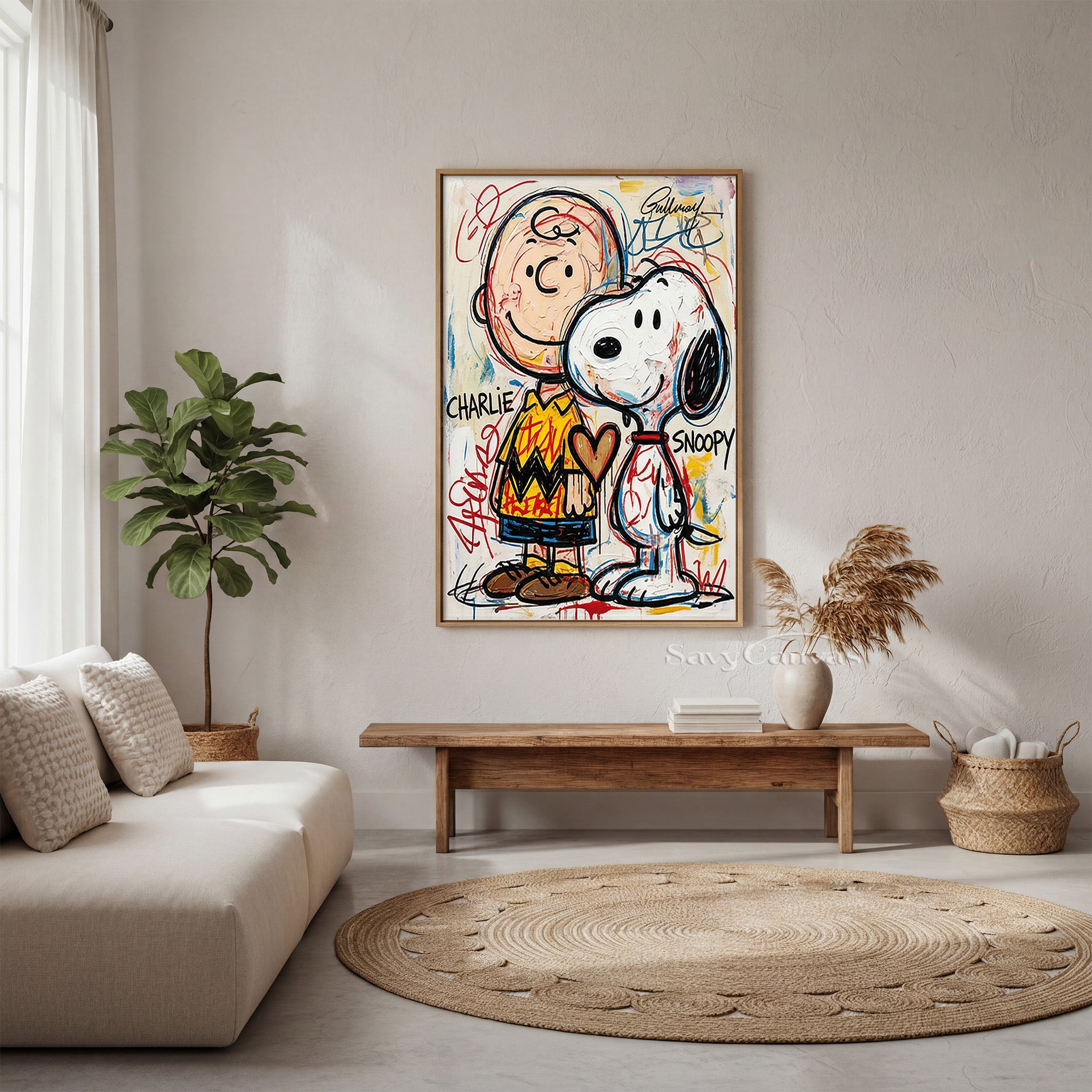 Charlie Brown & Snoopy Graffiti Hand-painted Oil Painting #SS 064