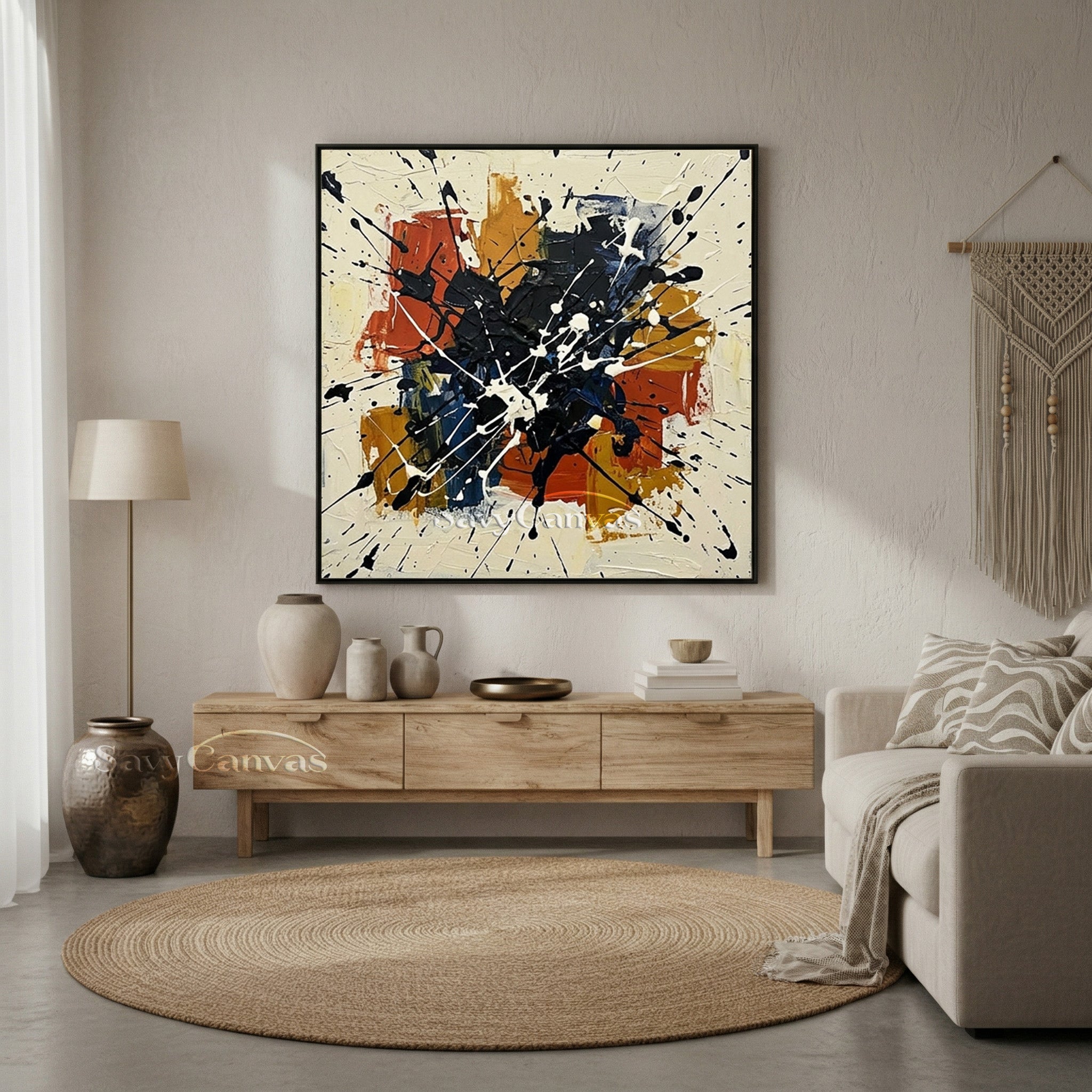 Explosive Abstract Expressionist Canvas | Modern Living Room Art #AA 528