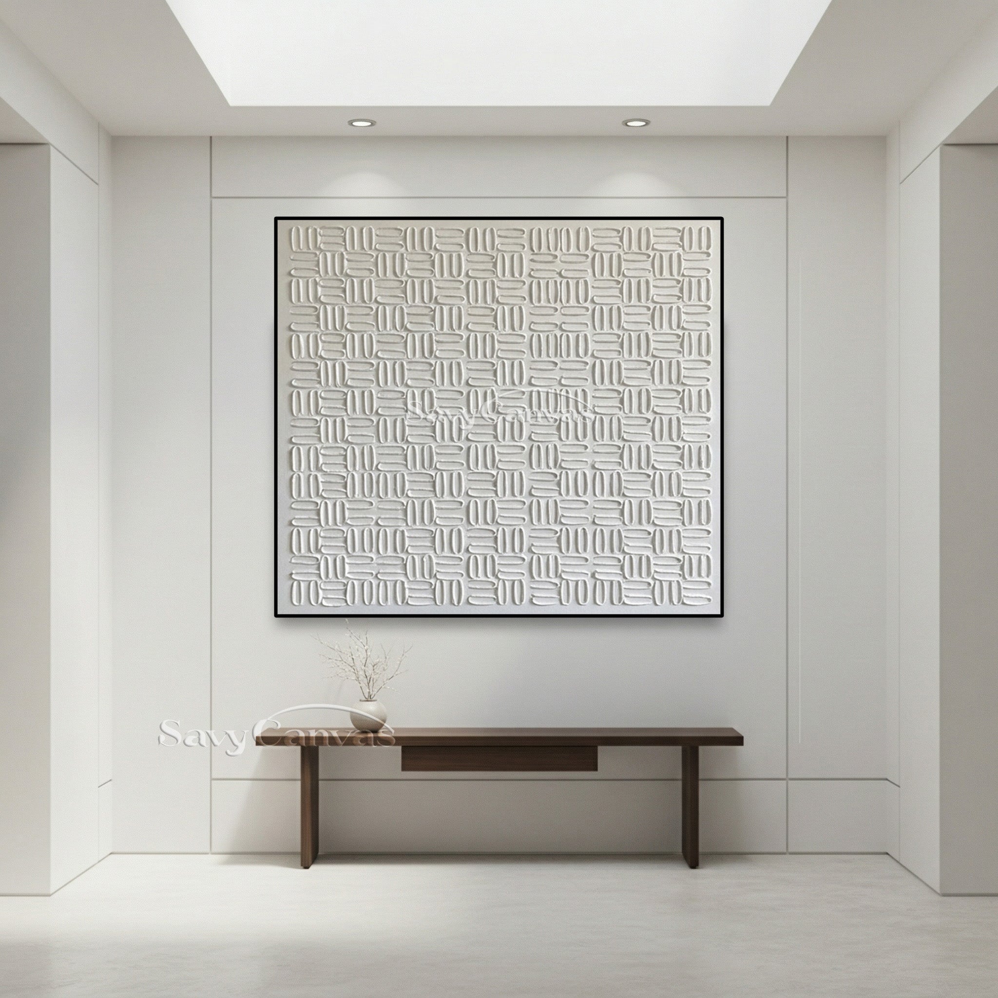 Modern Textured Painting | Framed White Wall Art #AA 494