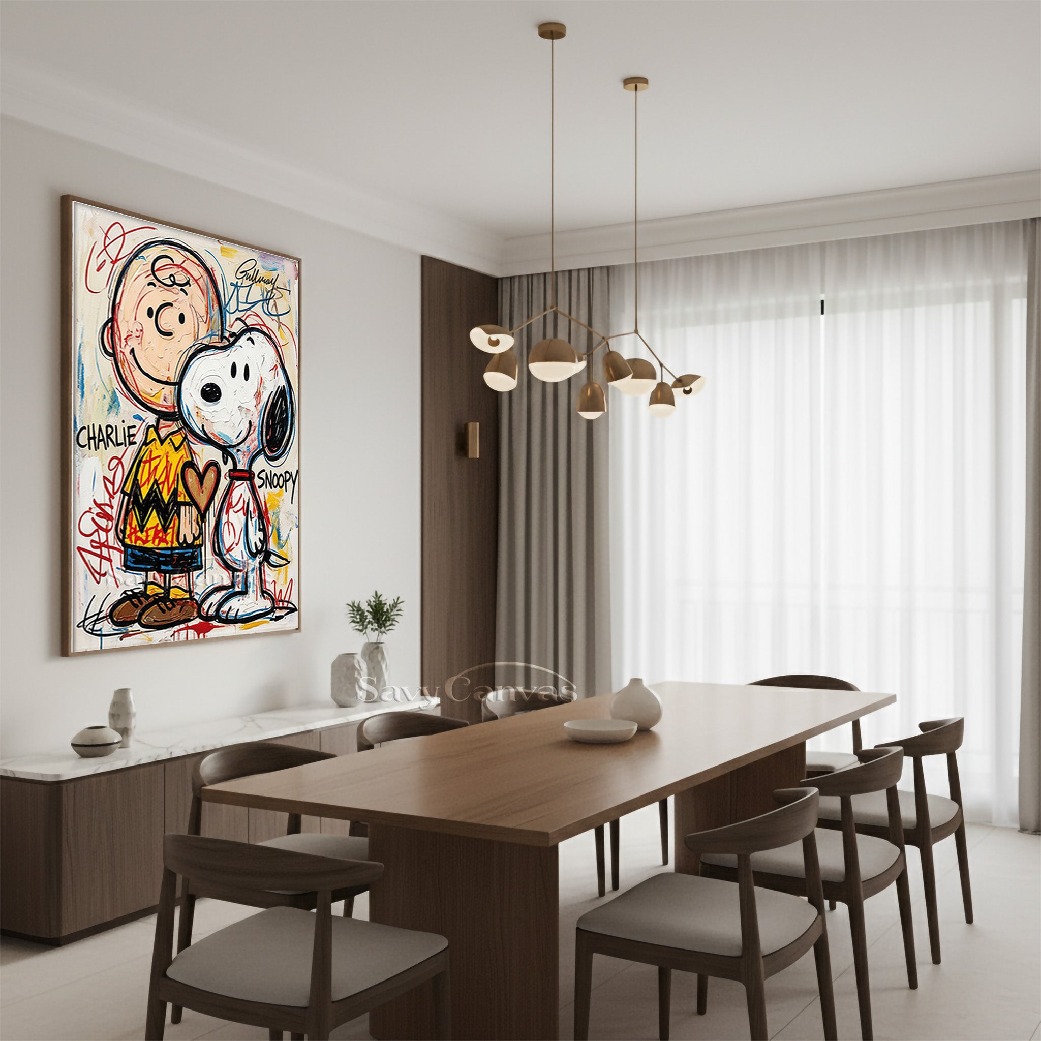 Charlie Brown & Snoopy Graffiti Hand-painted Oil Painting #SS 064