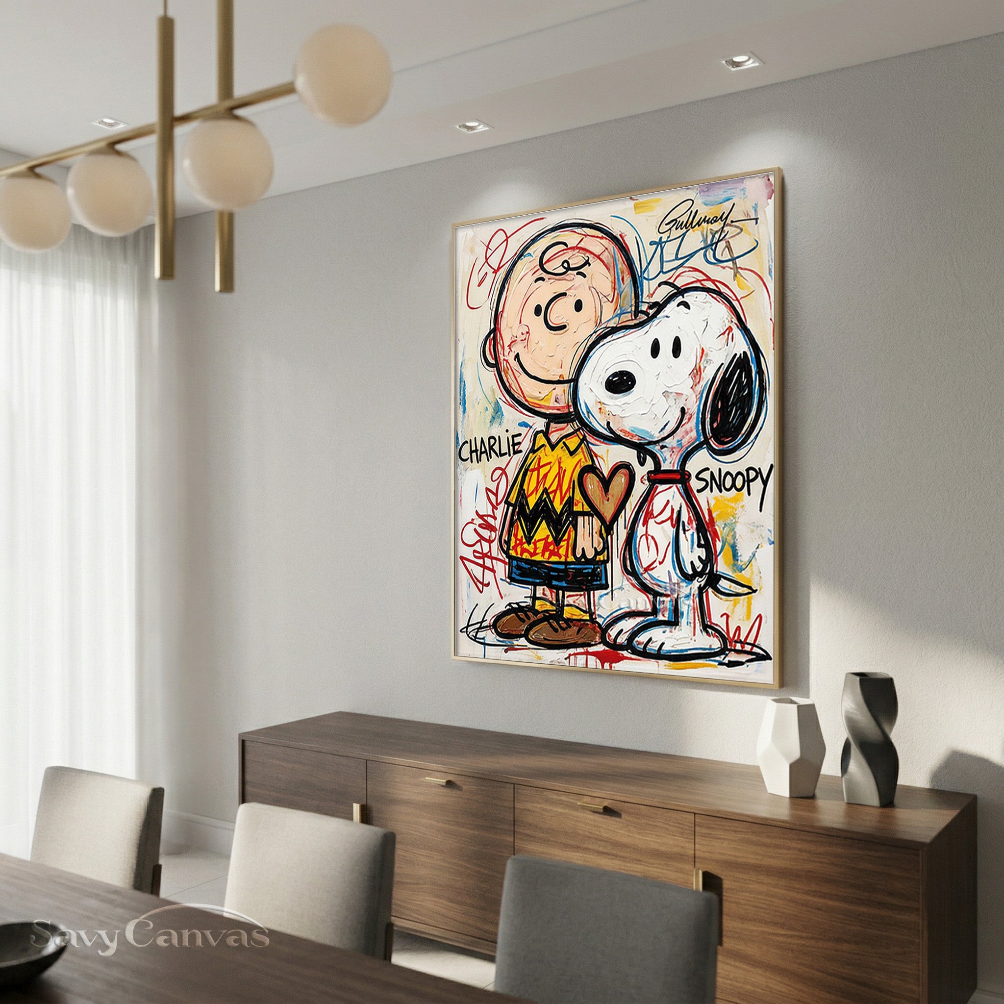 Charlie Brown & Snoopy Graffiti Hand-painted Oil Painting #SS 064