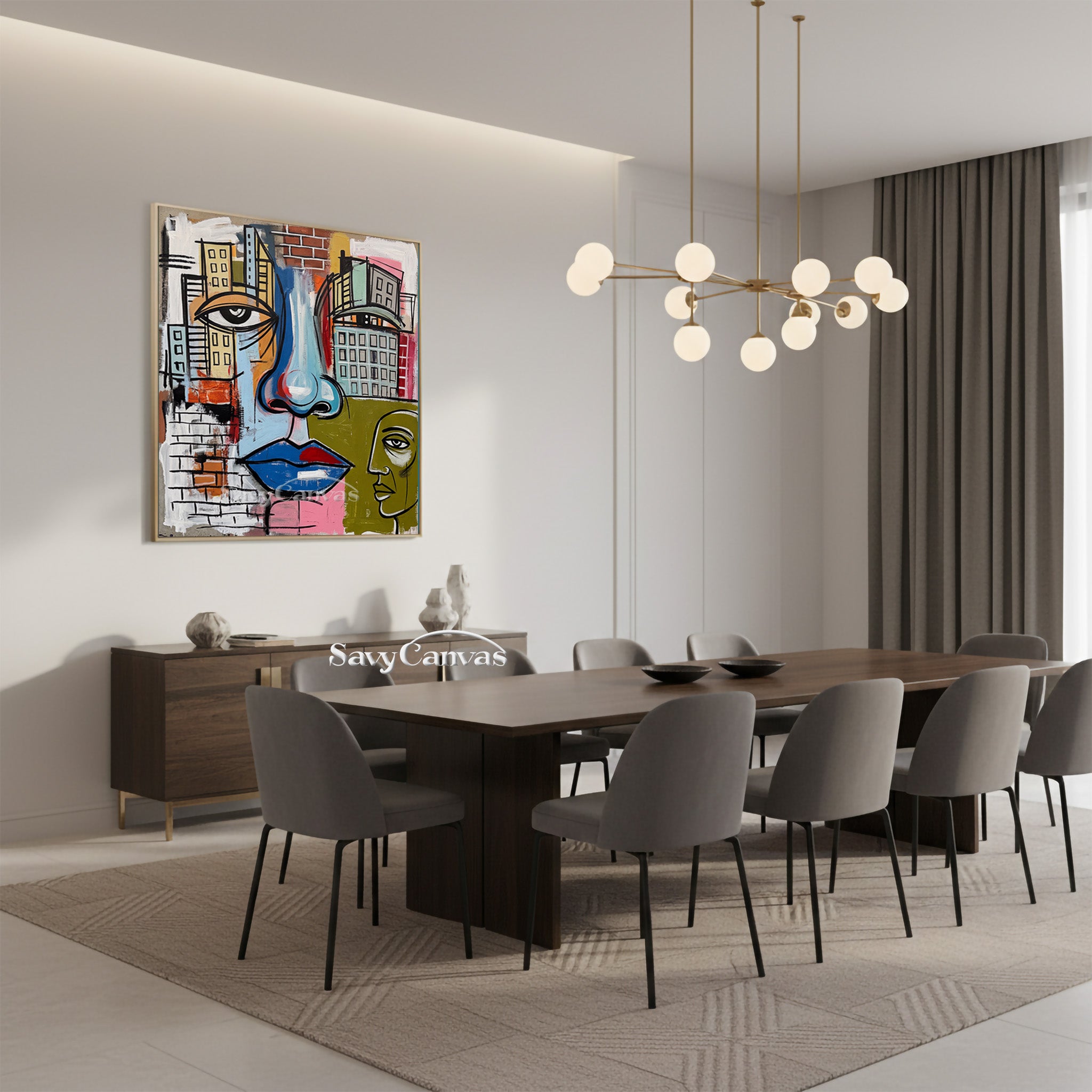 Abstract Urban Face Oil Painting - Modern Street Art Wall Deco #SS 052