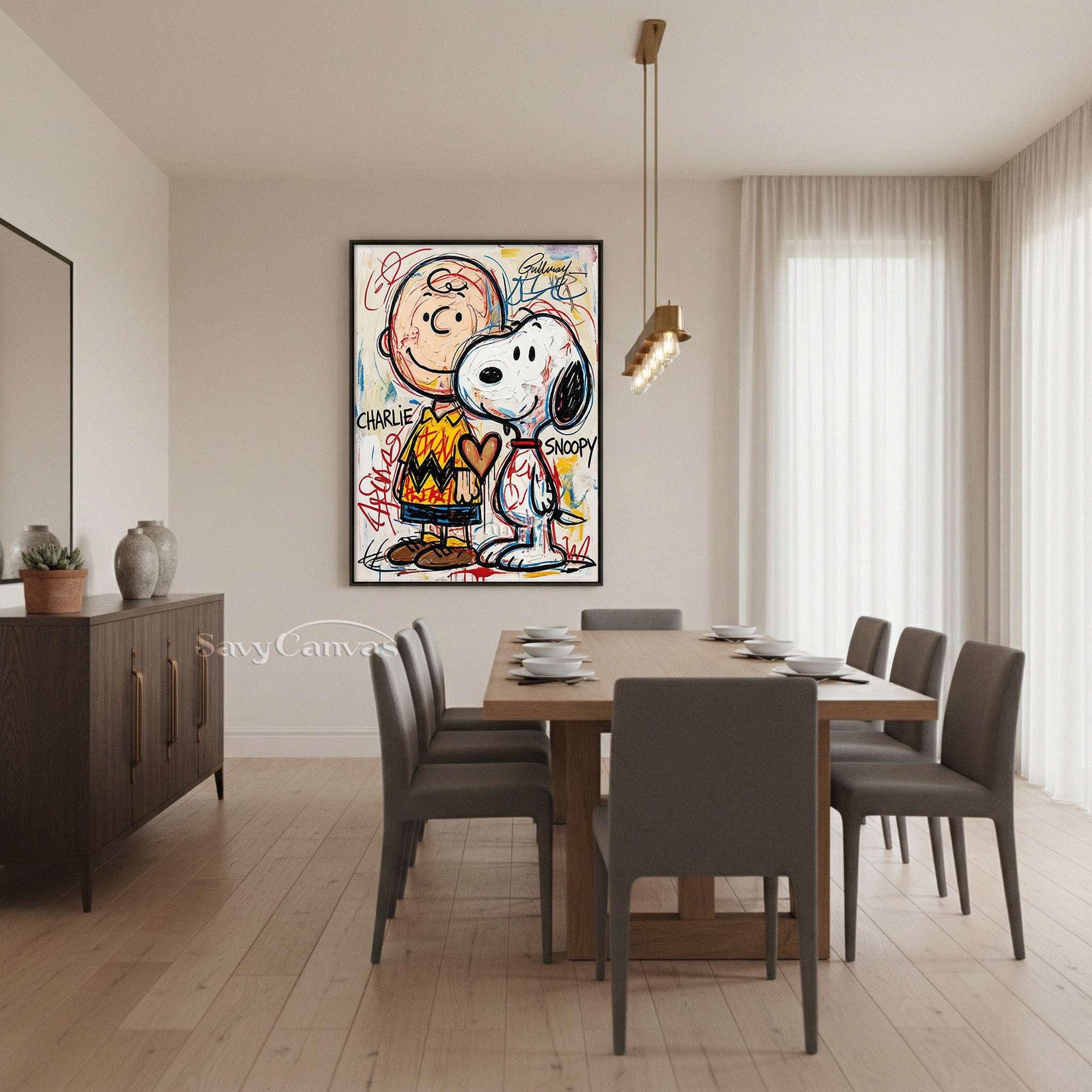 Charlie Brown & Snoopy Graffiti Hand-painted Oil Painting #SS 064