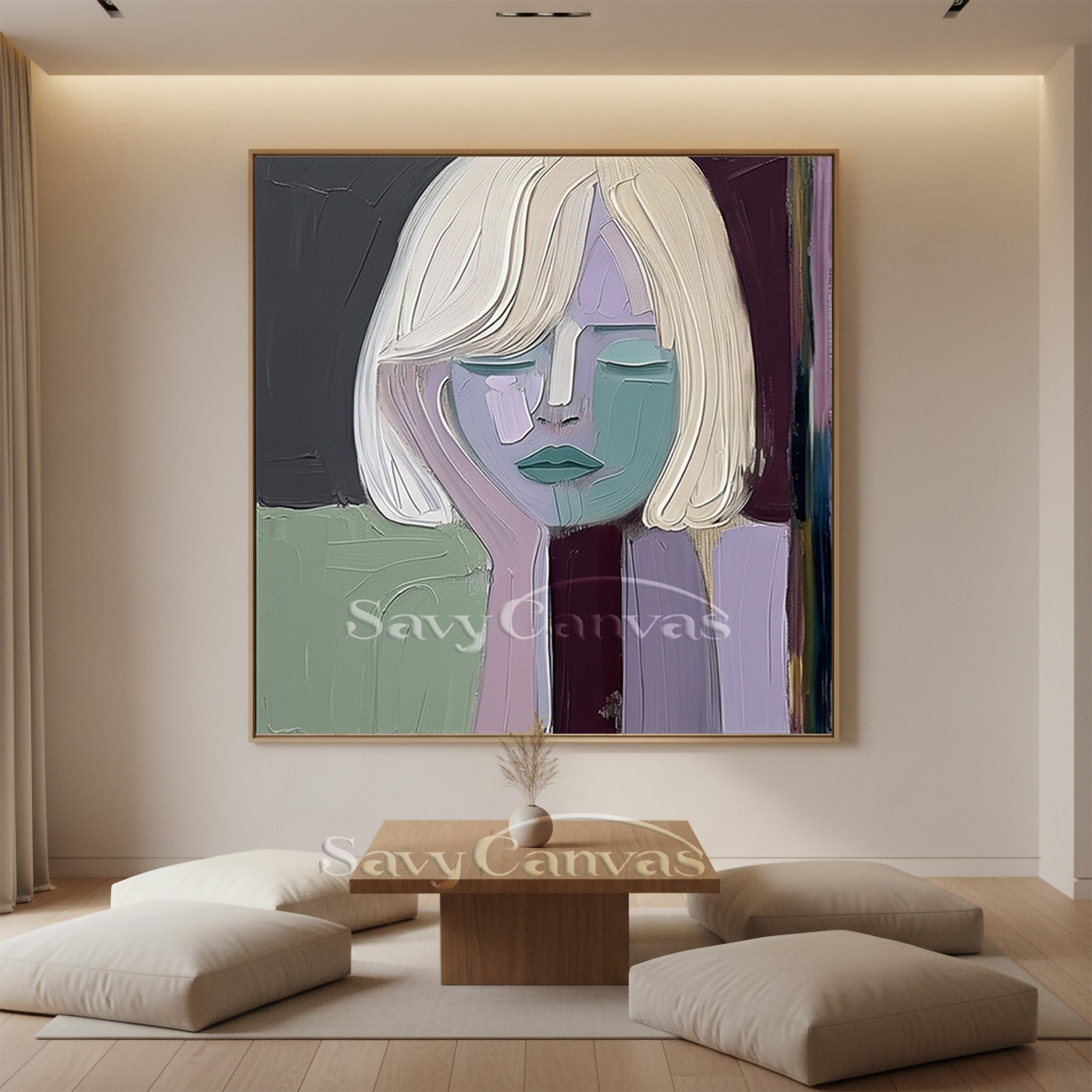 Original Abstract Girl Portrait Oil Painting | Pastel Home Gallery #SS 104