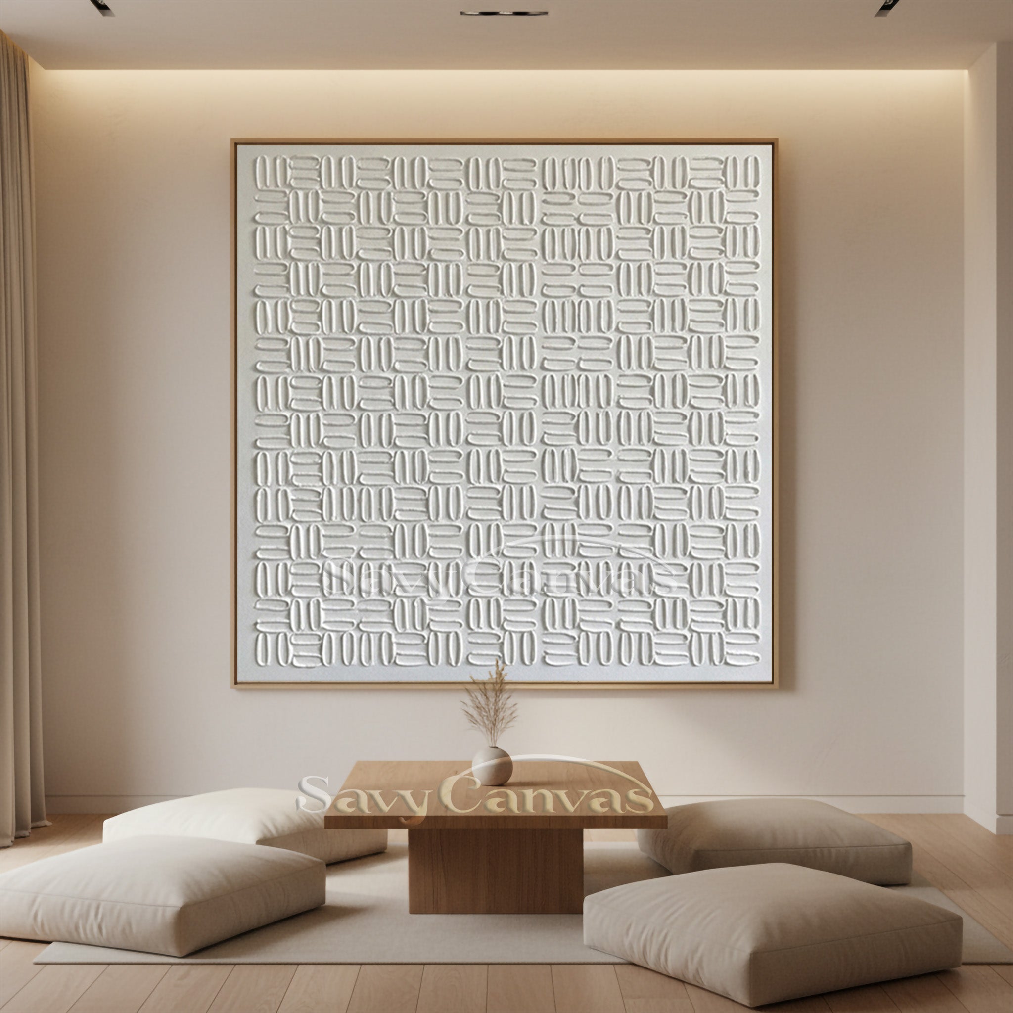 Modern Textured Painting | Framed White Wall Art #AA 494