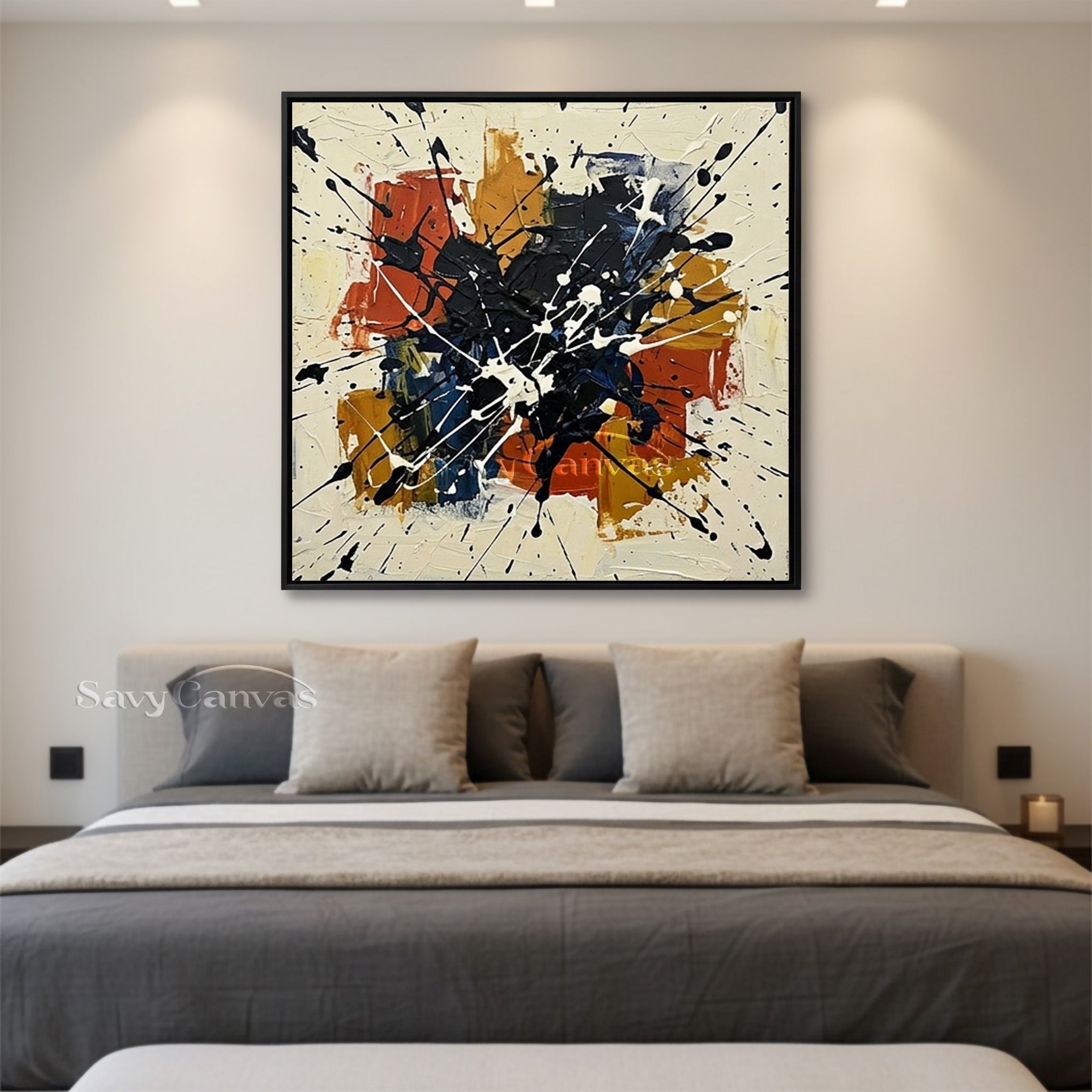 Explosive Abstract Expressionist Canvas | Modern Living Room Art #AA 528