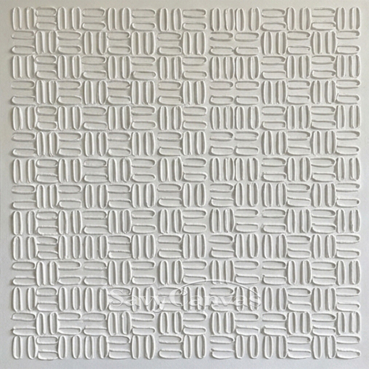 White Geometric Weave Art | Textured Basketweave Pattern