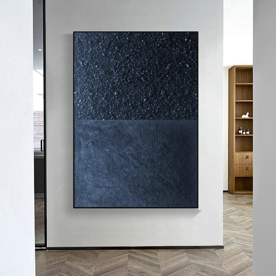 Minimalist Blue Oil Painting Abstract Wall Art Decor