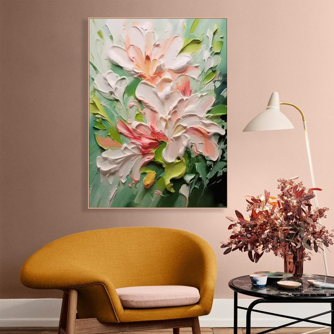 3D Textured Floral Painting - Handmade Abstract Art #TC 095