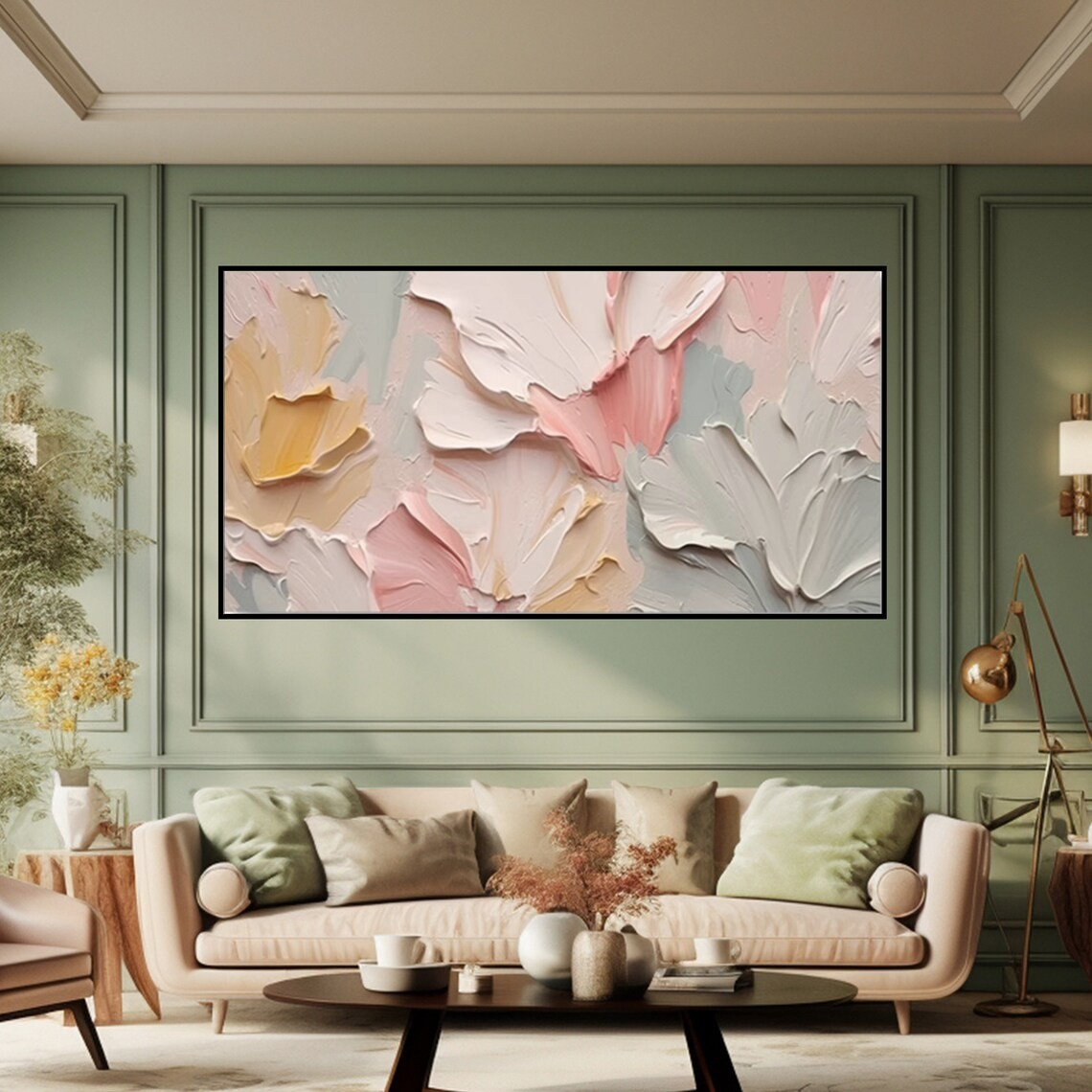 Textured Abstract Floral Painting - Pastel Wall Art #TC 094