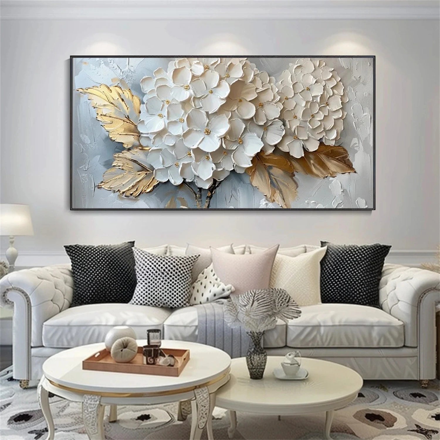 Oversized Abstract Flower Painting | Textured Canvas Art Decor #JJ 293