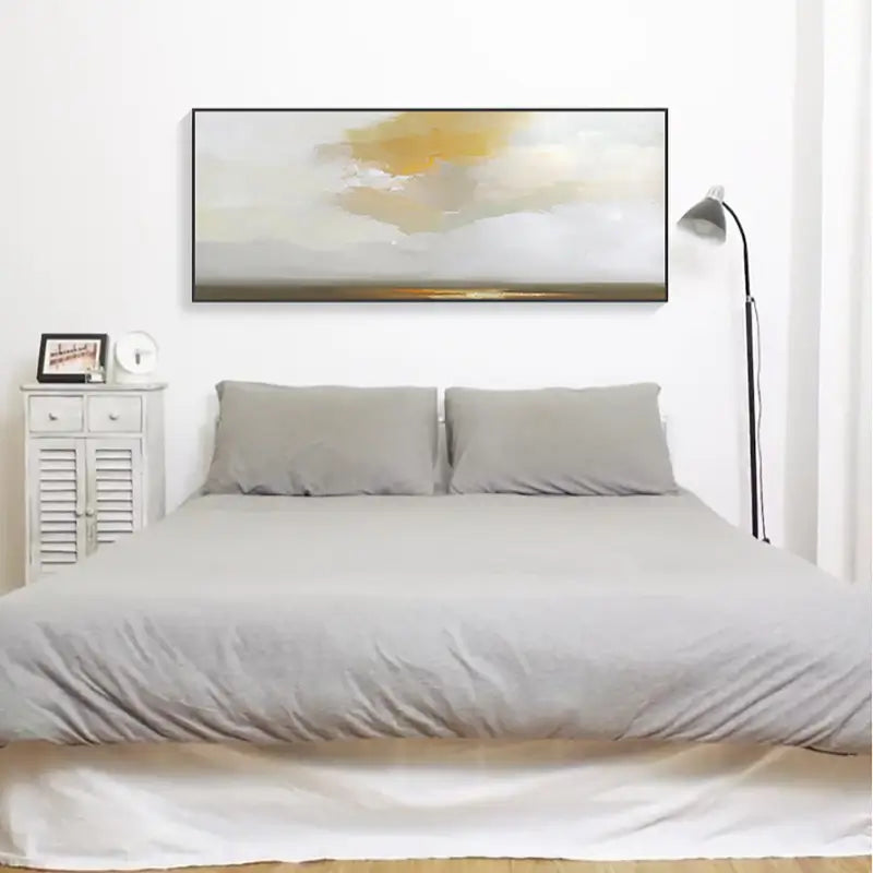 Earth Tone Horizon Abstract Wall Art-Modern Landscape Painting Canvas #JJ 263