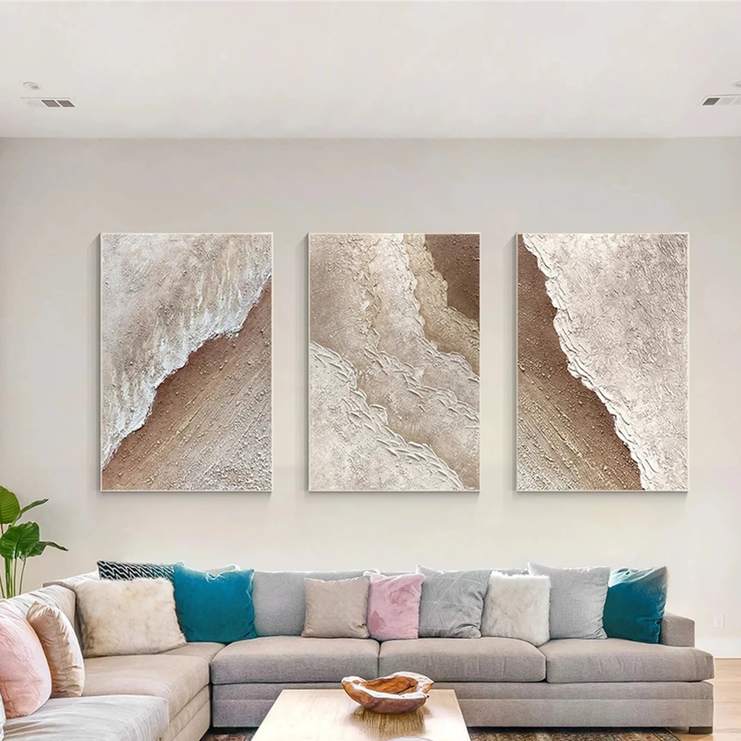 3 piece Beige Modern Wall Art for Living Room  #JJ 211