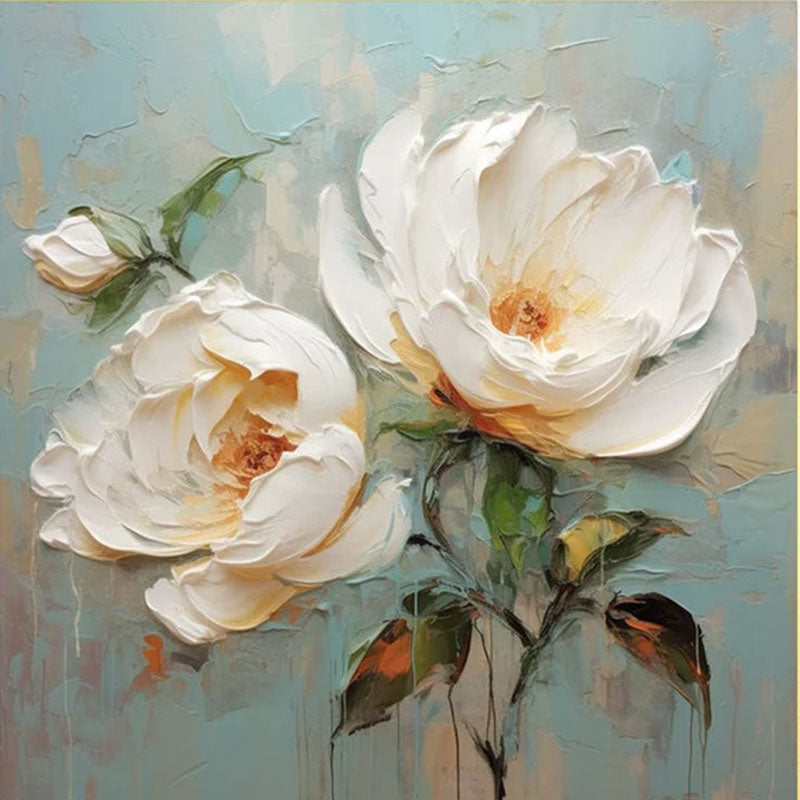 Luxury Oil Painting Design for wall 3D Floral Wall Art Turquoise #JJ 347