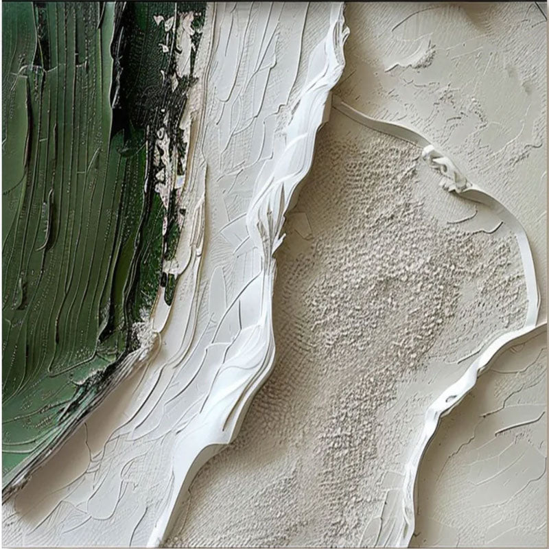 Textured Abstract Landscape Oil Painting | Original Green and White Artwork #TC 181