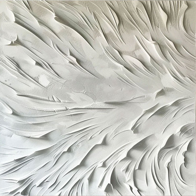 Minimalist White Plaster Wall Art – Handcrafted Abstract Flow Texture #TC 173