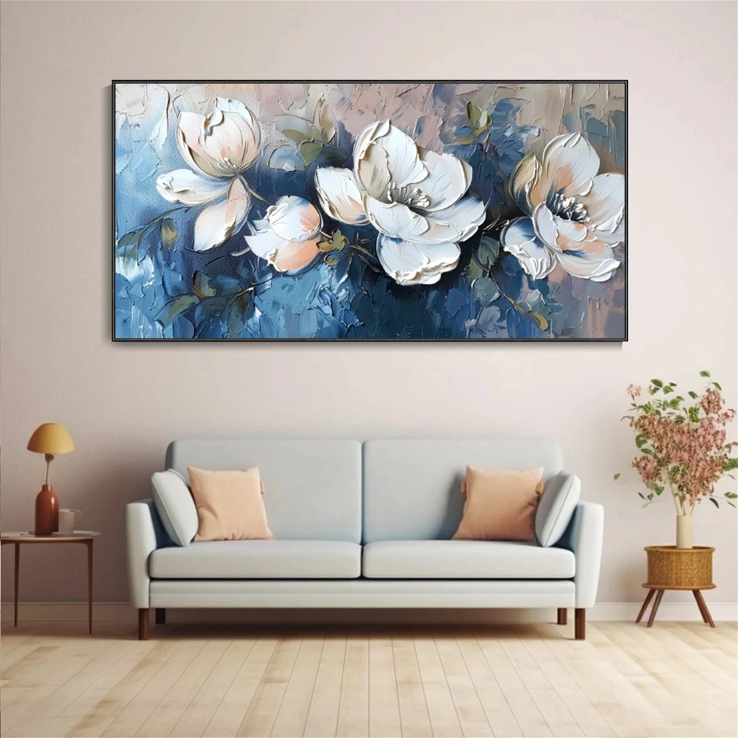 Contemporary Textured Flower Art | White Petal Oil Painting - Savy Canvas