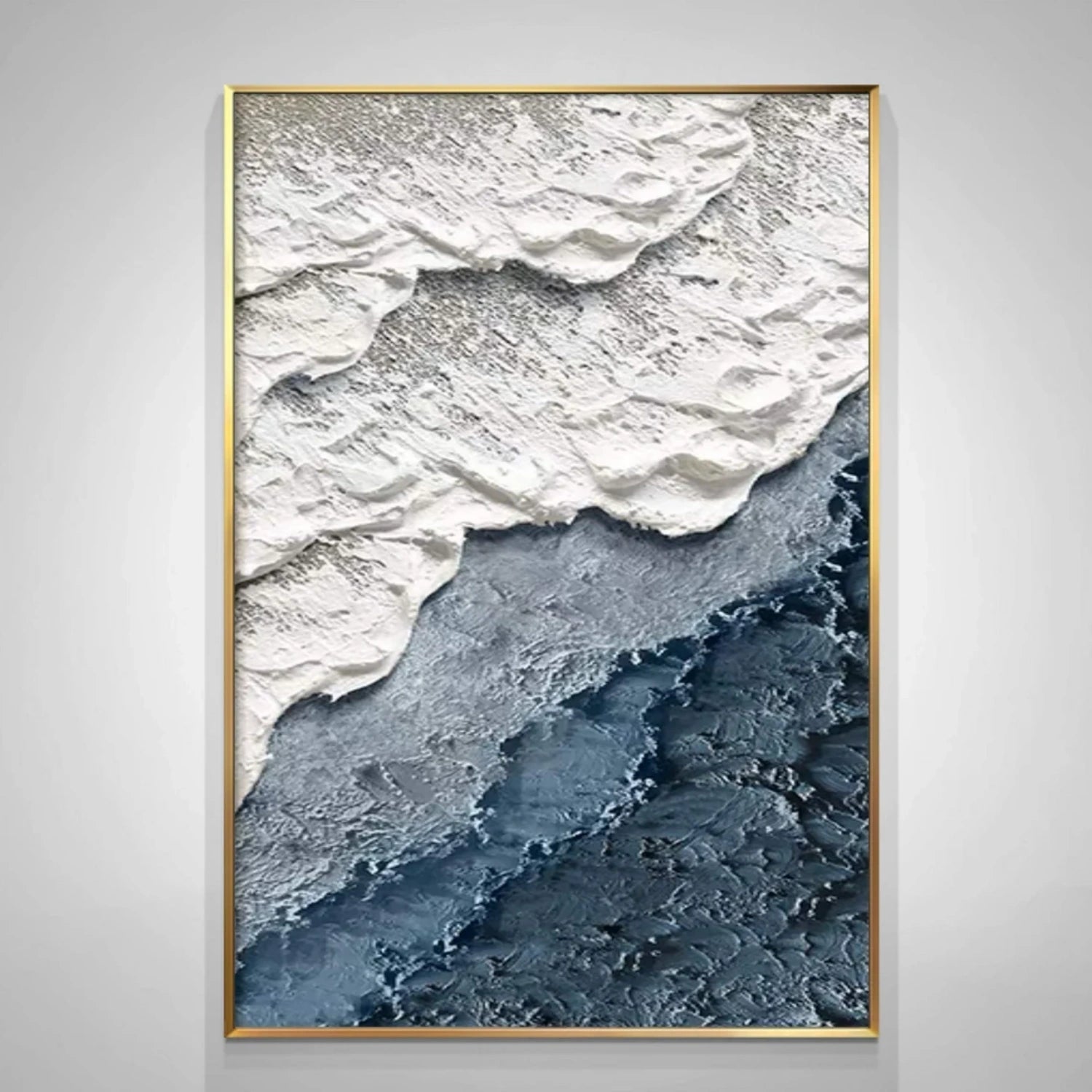 Textured Beach Abstract Oil Painting - Modern Serene Art Wall Art Canvas # JJ 140