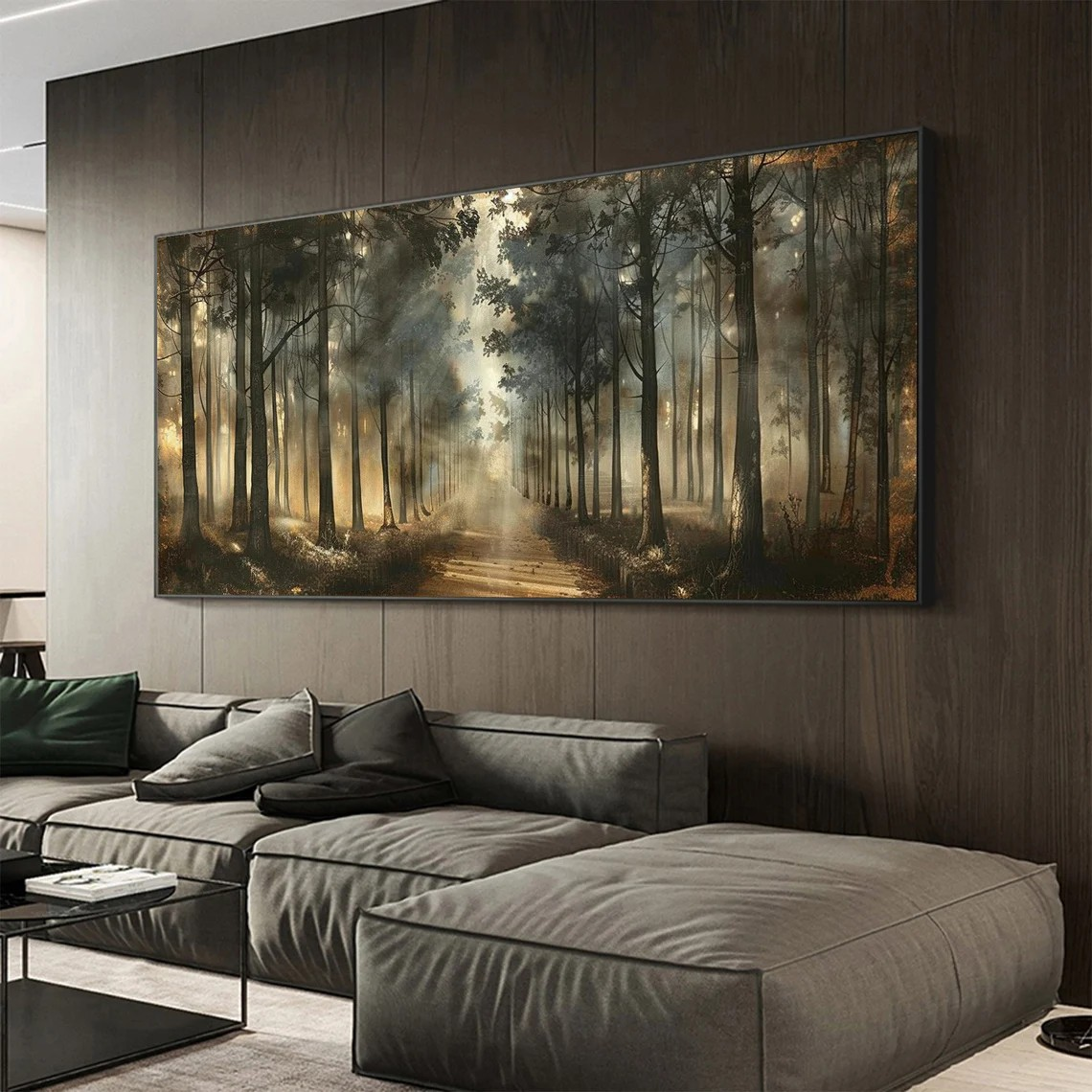 Forest Path Abstract Oil Painting - Sun-Drenched Woodland #JJ 041