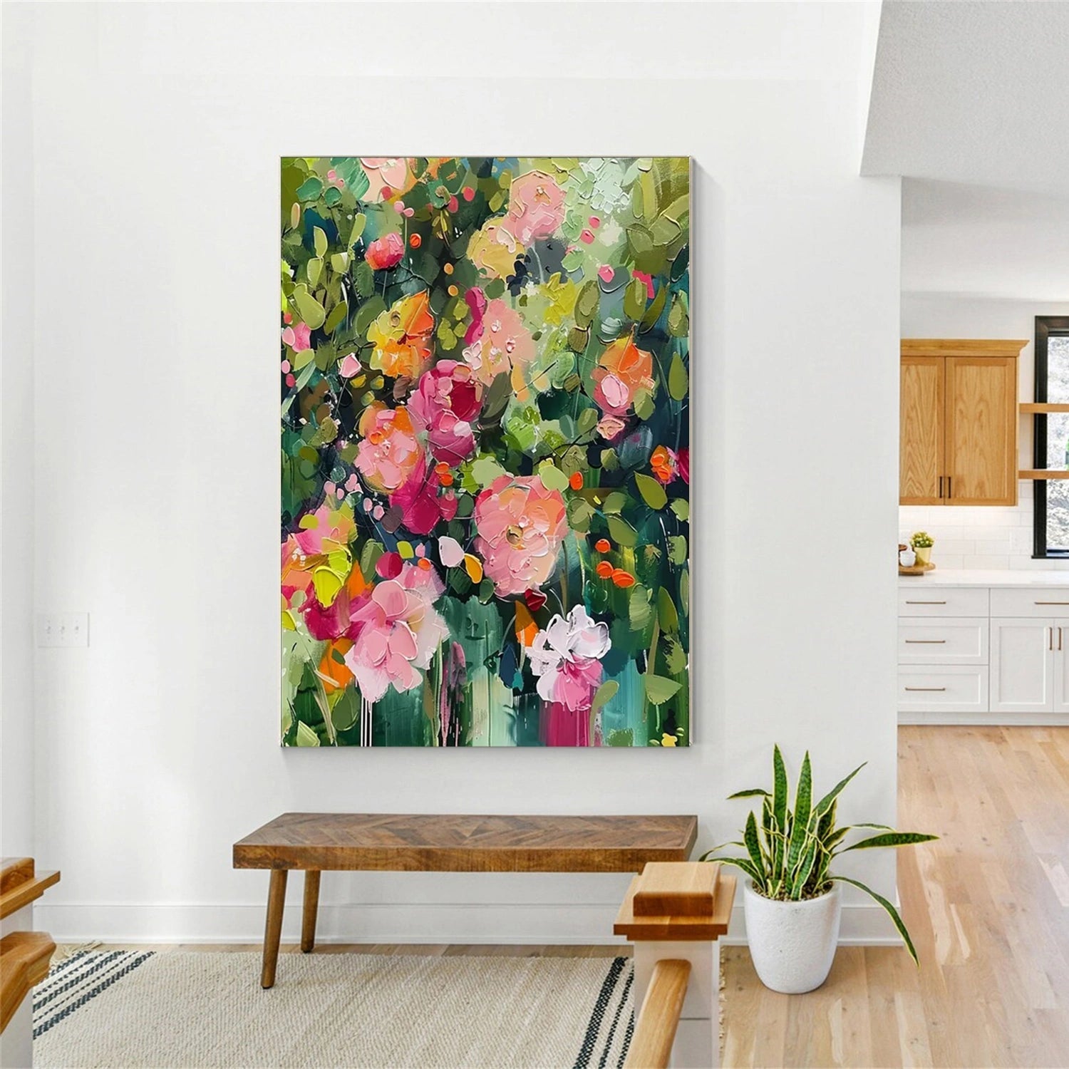 Colorful Impasto Flower Painting | Abstract Art Room Decor #JJ 310