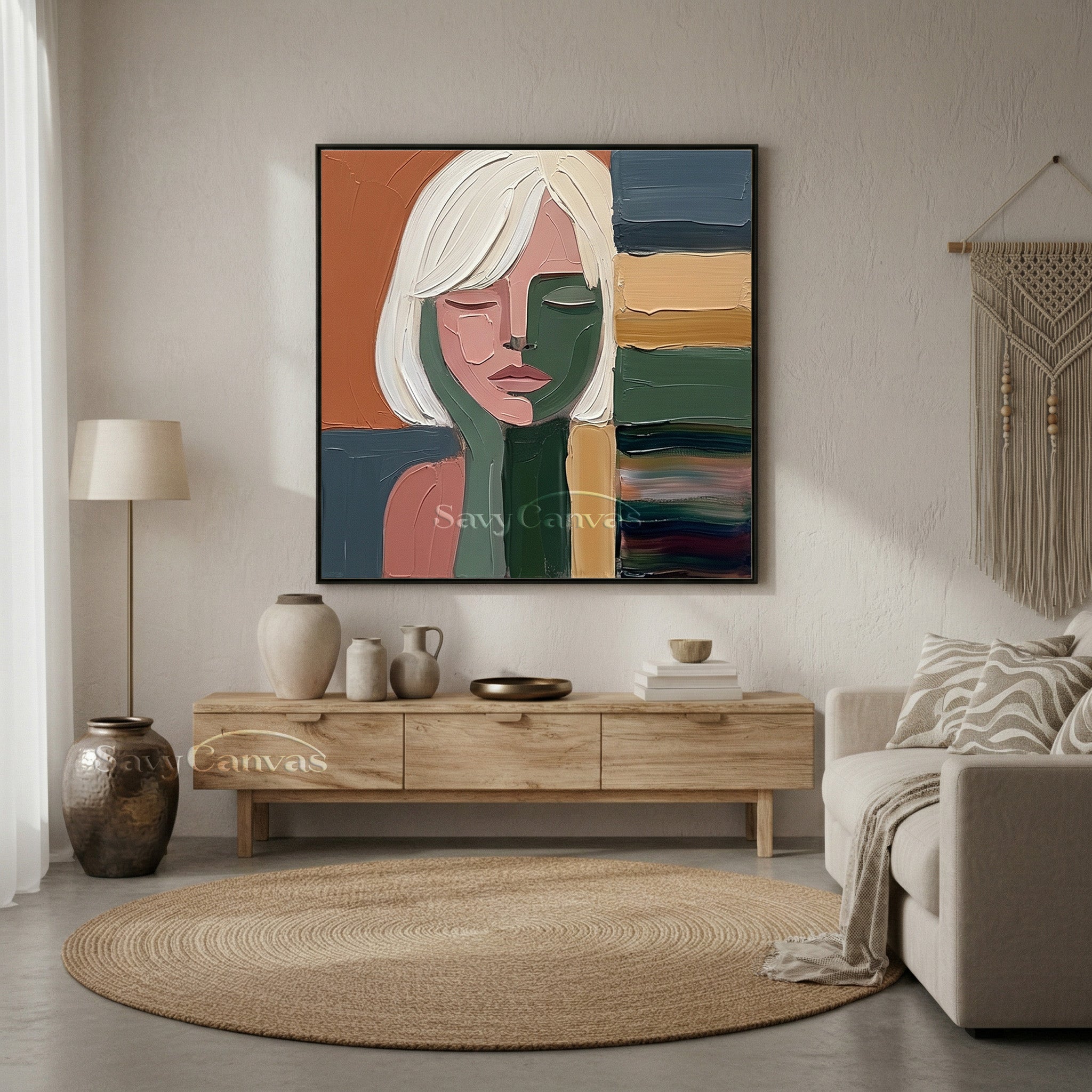 Textured Abstract Female Portrait | Hand-Painted Earth Tone Art #SS 105