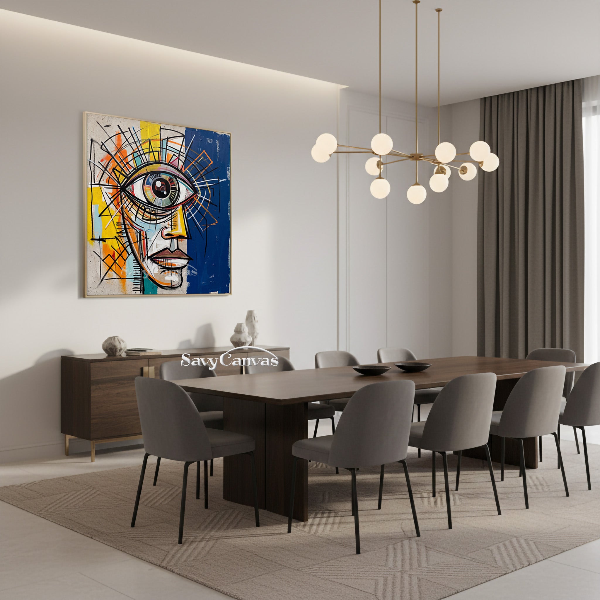 Modern Abstract Eye Wall Art - Basquiat Style Portrait Oil Painting #SS 053