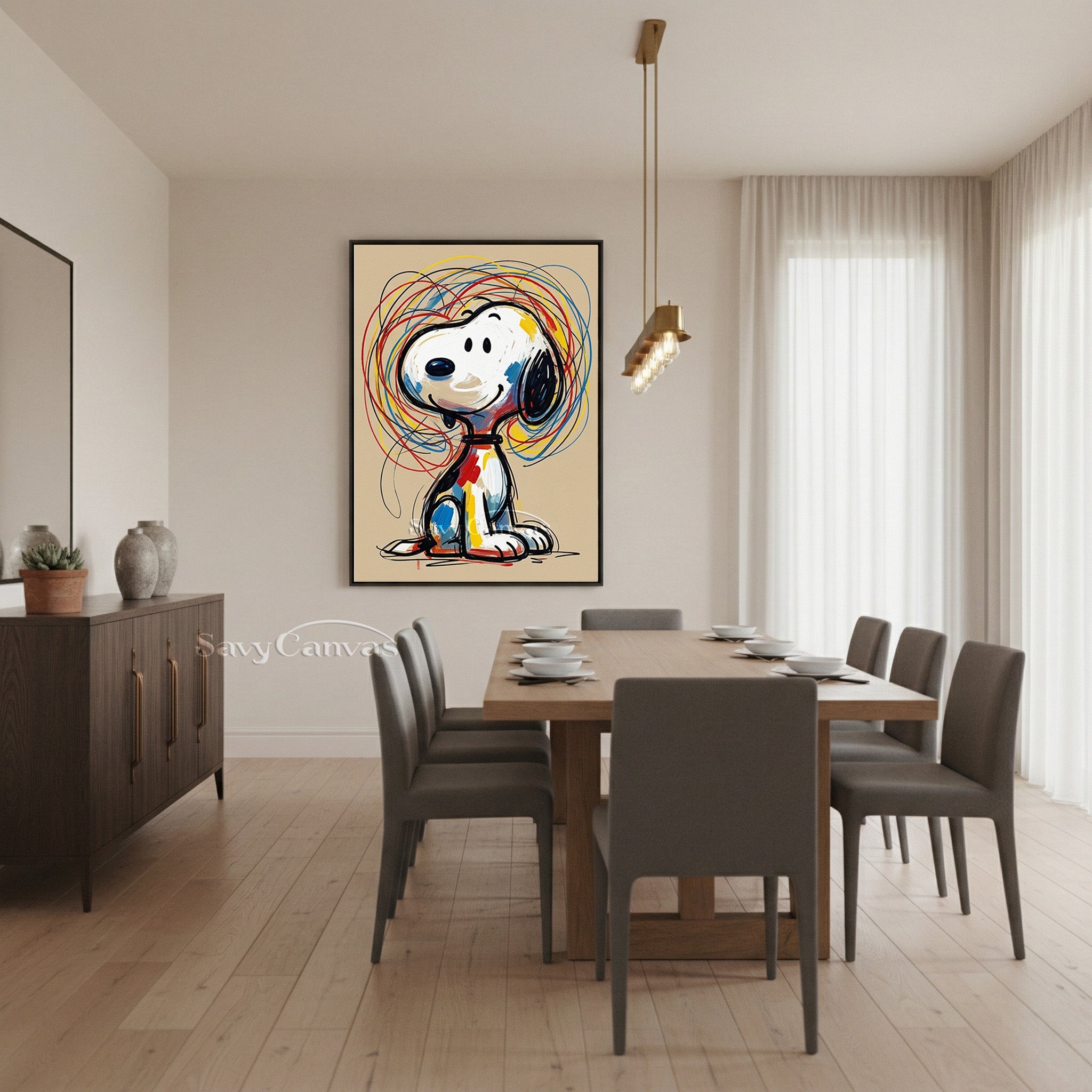 Modern Snoopy Painting | Colorful Cartoon Wall Decor #AA 521