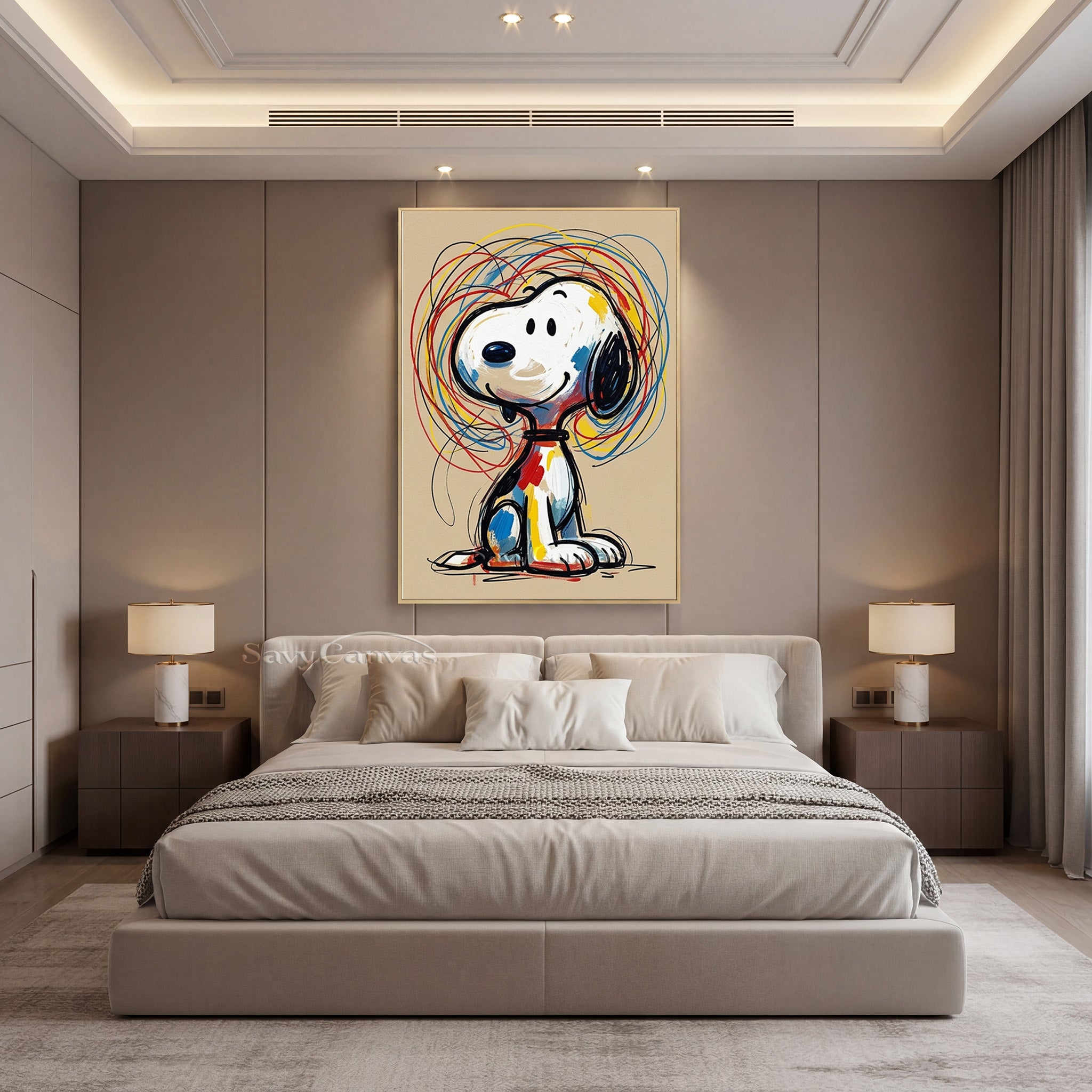 Modern Snoopy Painting | Colorful Cartoon Wall Decor #AA 521