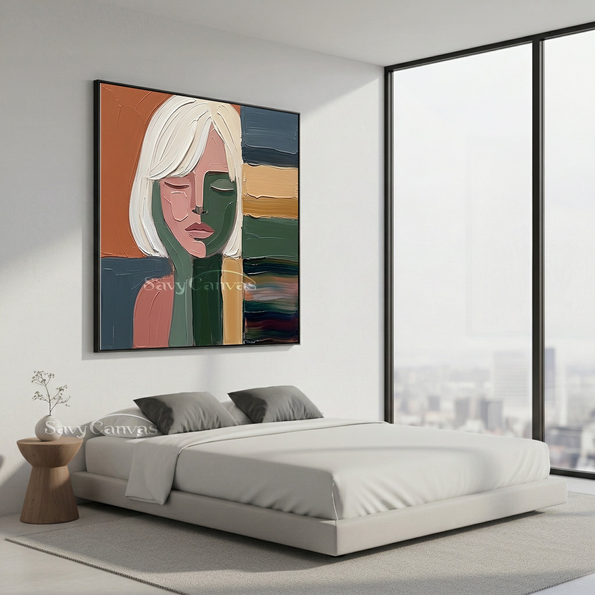 Textured Abstract Female Portrait | Hand-Painted Earth Tone Art #SS 105