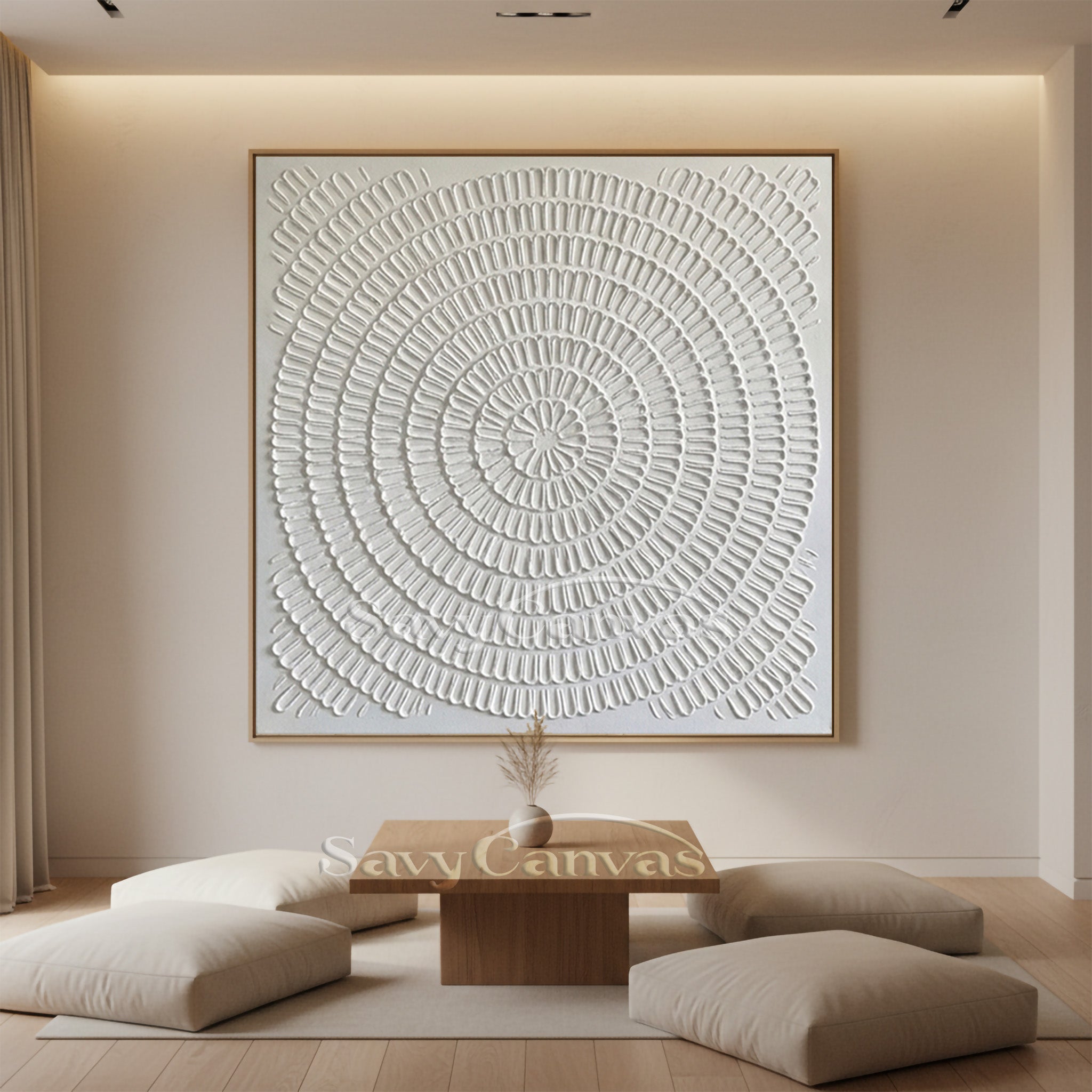 White Textured Mandala Art | Abstract Geometric Painting