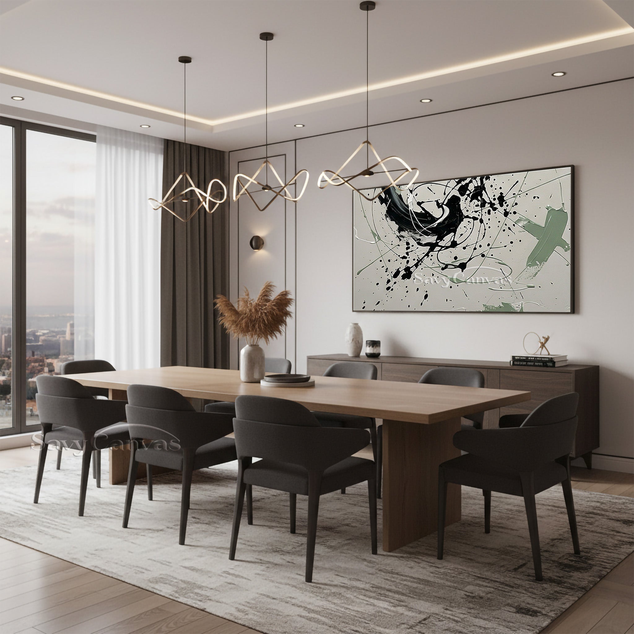 Contemporary Abstract Ink Splash Painting – Modern Canvas Wall Decor #JJ 472