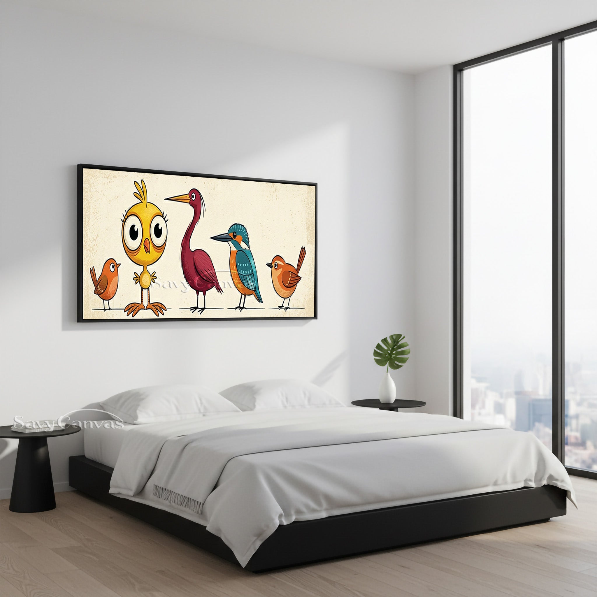Colorful Bird Flock Oil Painting | Playful Animal Wall Decor #SS 042