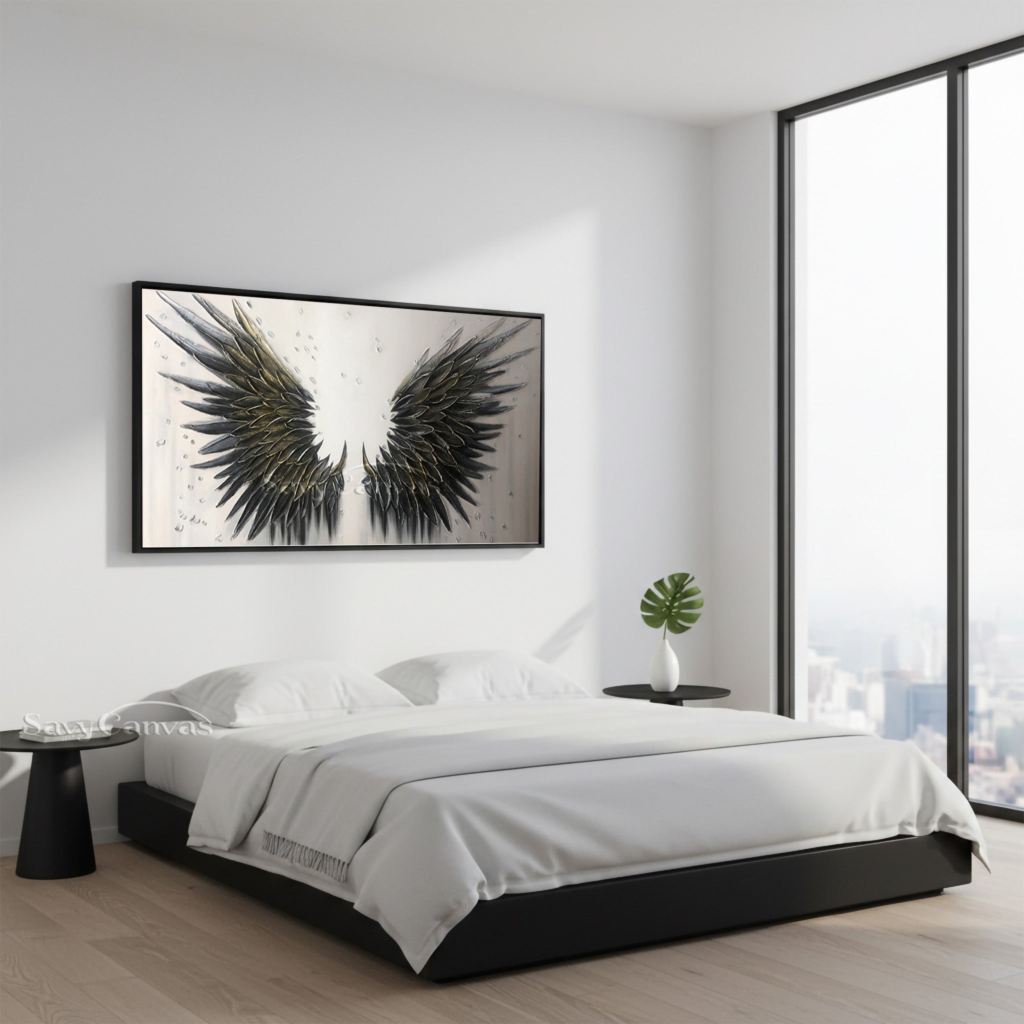 Gold Angel Wings Wall Decor - Modern Impasto Style Painting #SS 030
