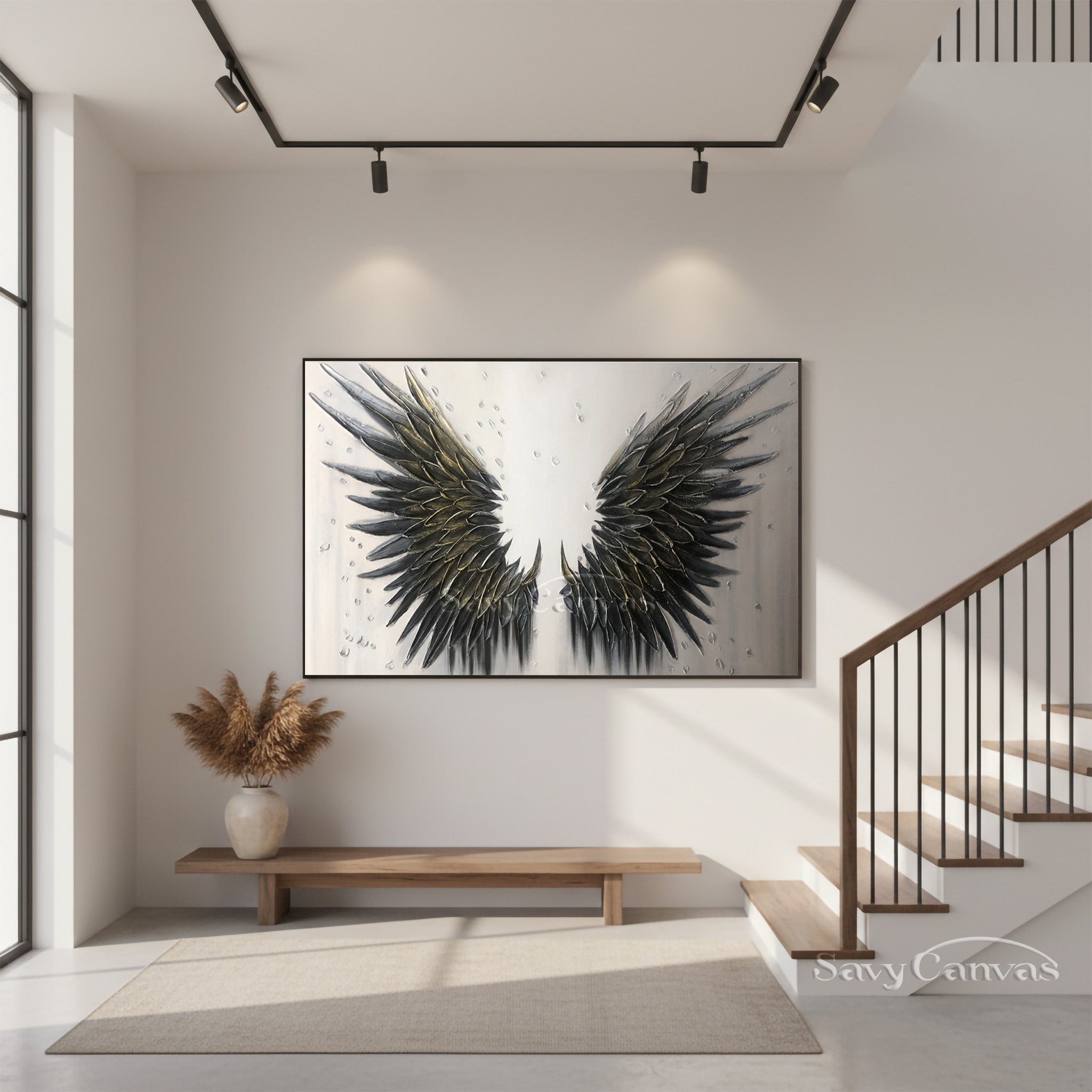 Gold Angel Wings Wall Decor - Modern Impasto Style Painting #SS 030