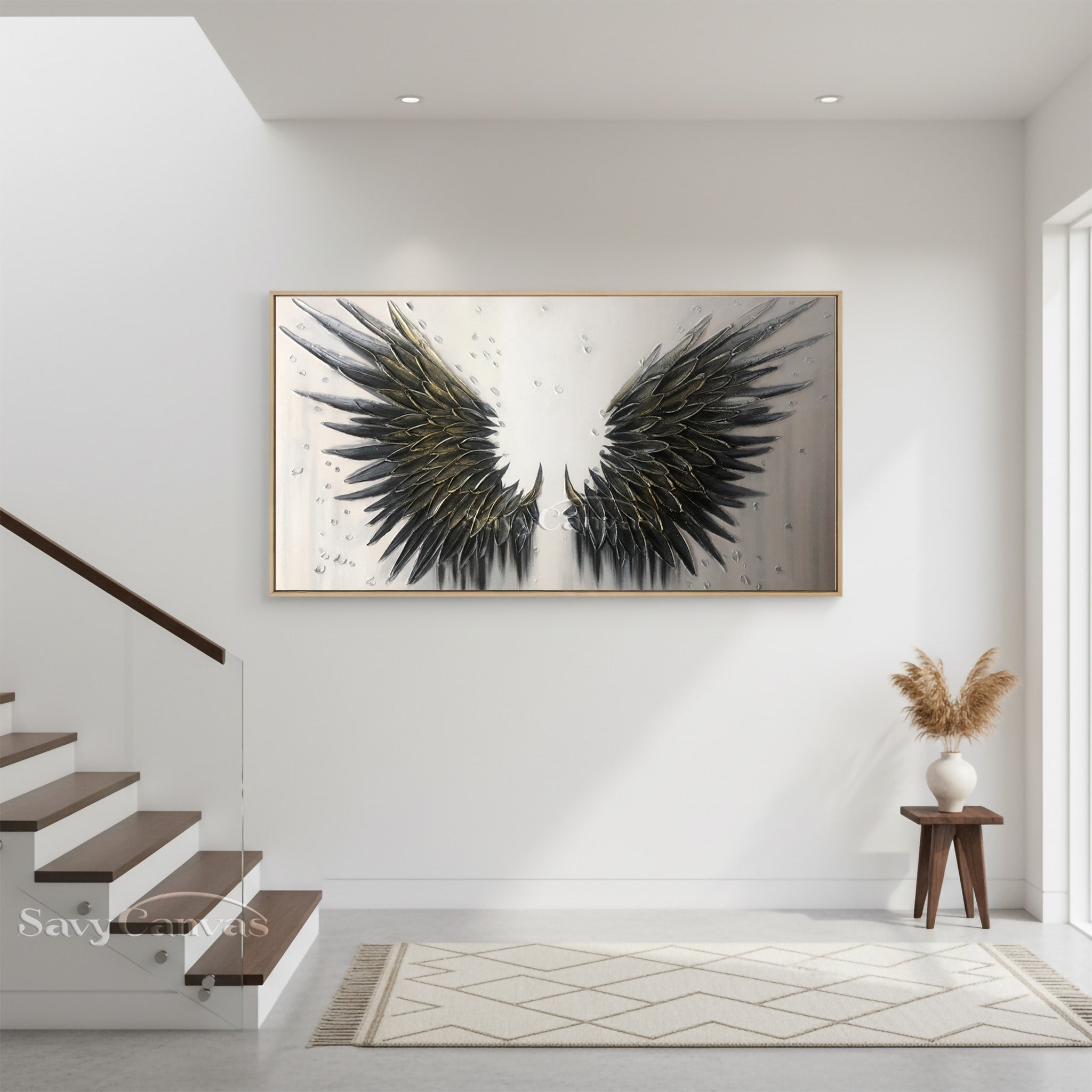 Gold Angel Wings Wall Decor - Modern Impasto Style Painting #SS 030