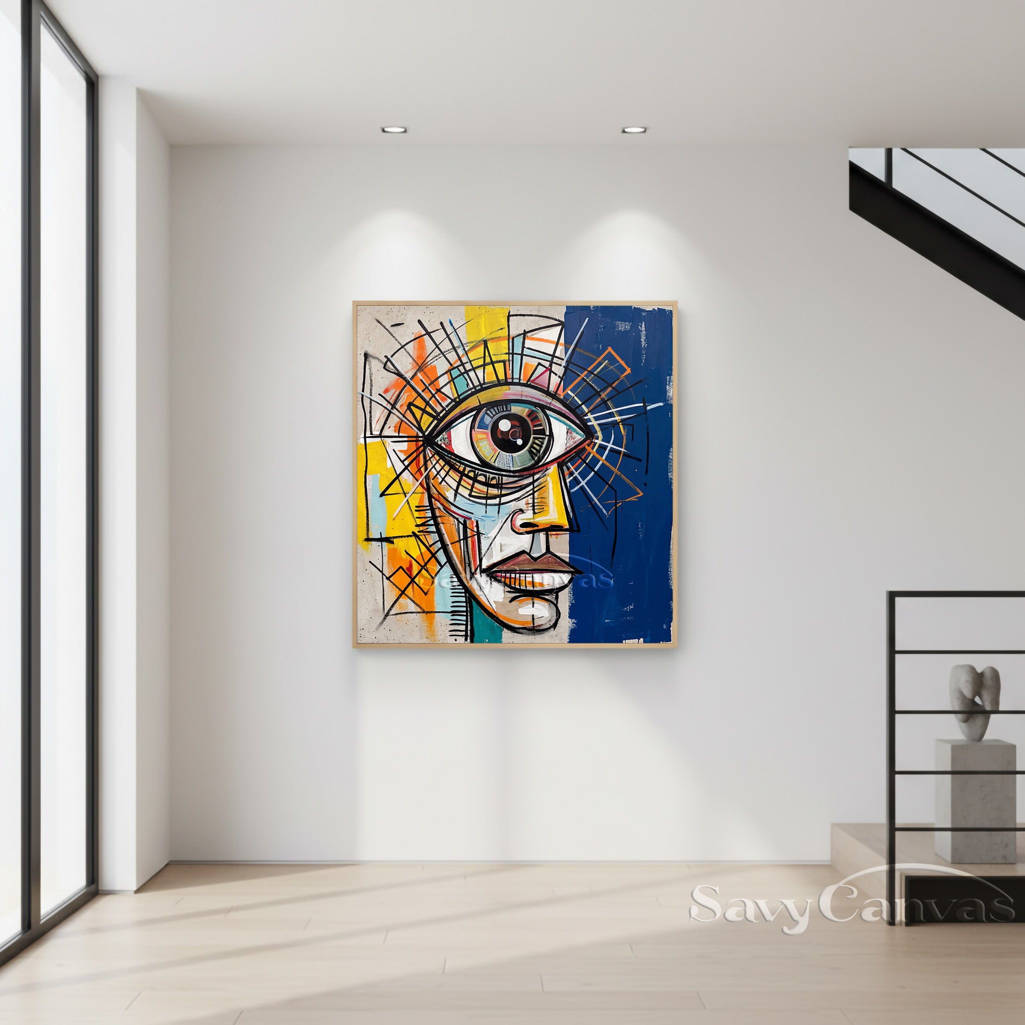 Modern Abstract Eye Wall Art - Basquiat Style Portrait Oil Painting #SS 053