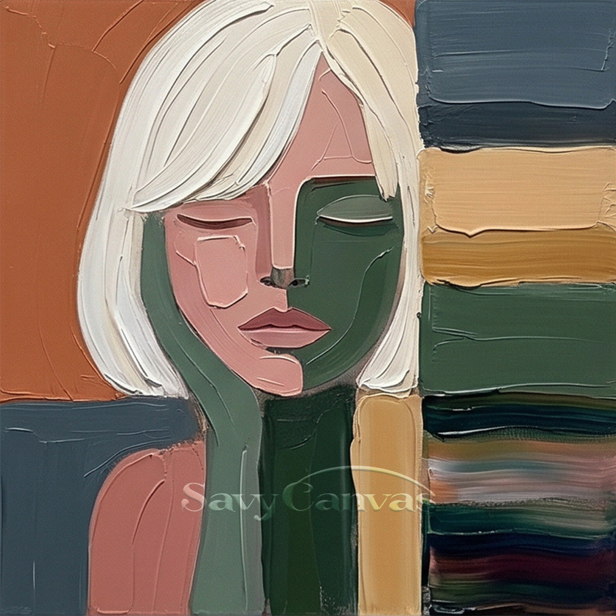 Textured Abstract Female Portrait | Hand-Painted Earth Tone Art #SS 105