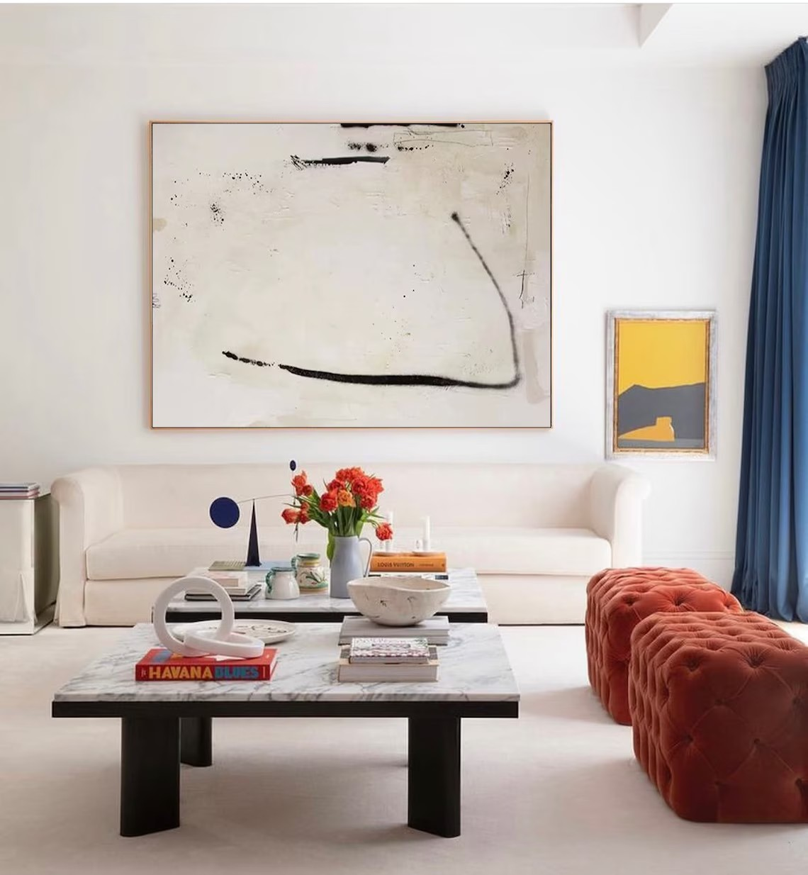 Large Abstract Canvas Art - Black & White Oil Painting #TC 108