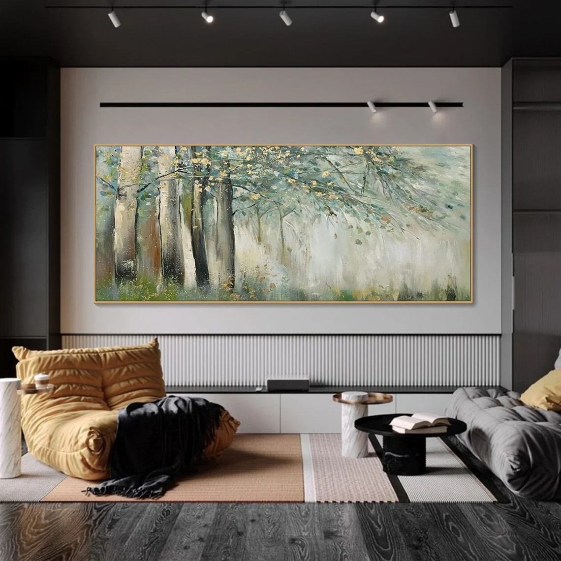 Impressionistic Forest Oil Painting - Misty Woodland Scene #JJ 020