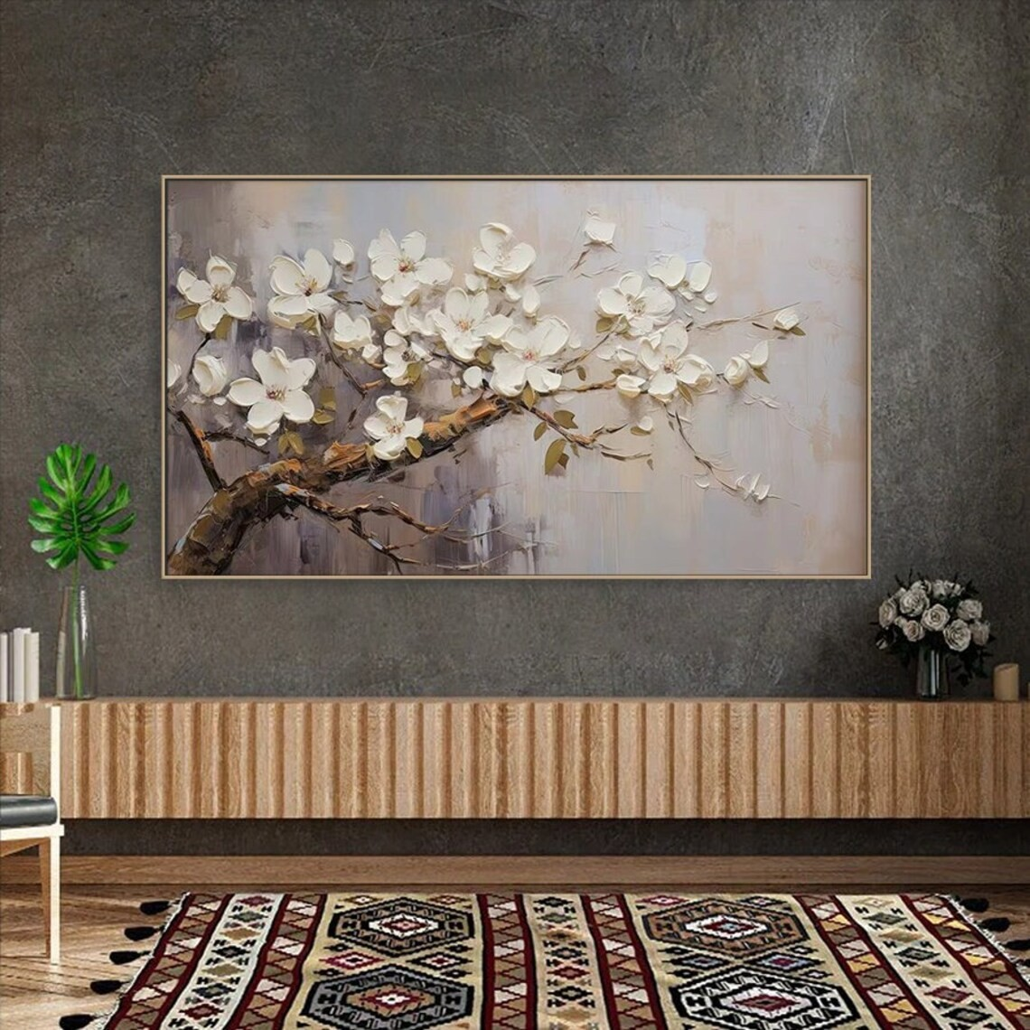 Handmade Flower Oil Painting - Modern Botanical Art #TC 092