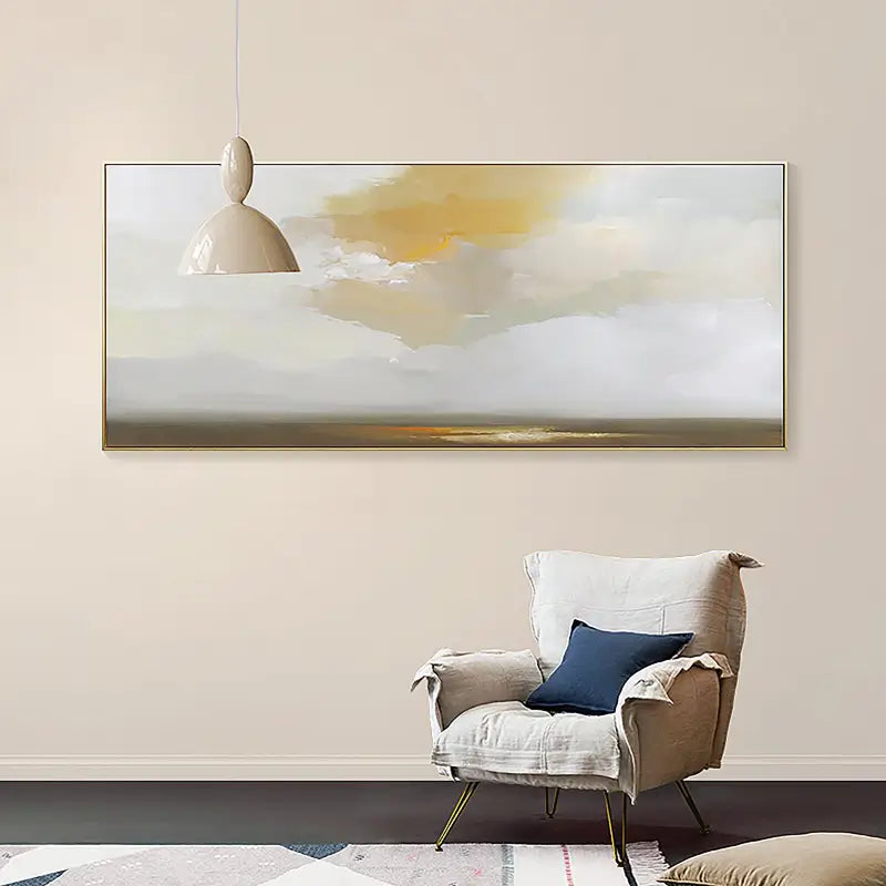 Earth Tone Horizon Abstract Wall Art-Modern Landscape Painting Canvas #JJ 263